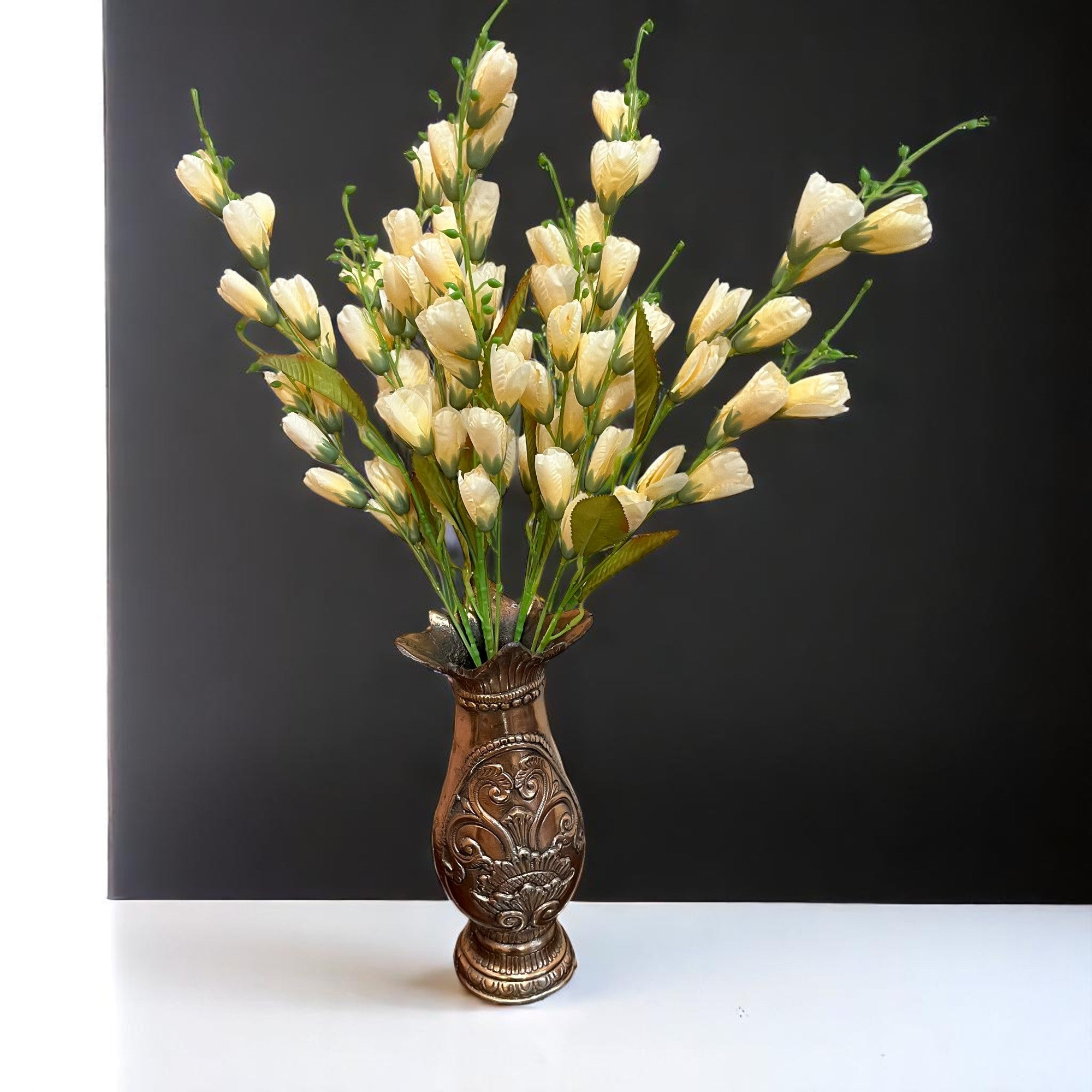 Artificial Flowers | Faux Tulips Flowers Bunch - for Home Decor, Office Corner, Living Room, Side Table, Centerpiece - 27 Inch - Apkamart #Colour_Cream