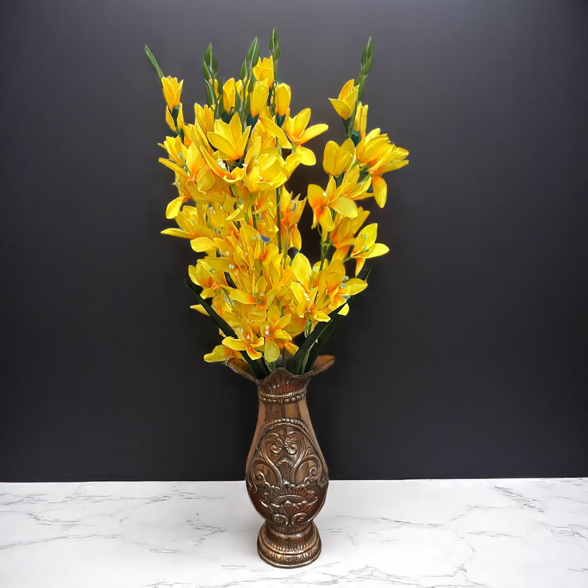 Artificial Flowers Gladiolus Bunches for Vase Pot | Faux Flowers Stem - for Home Decor Living Room Side Table - 26 Inch - Apkamart #Colour_Yellow