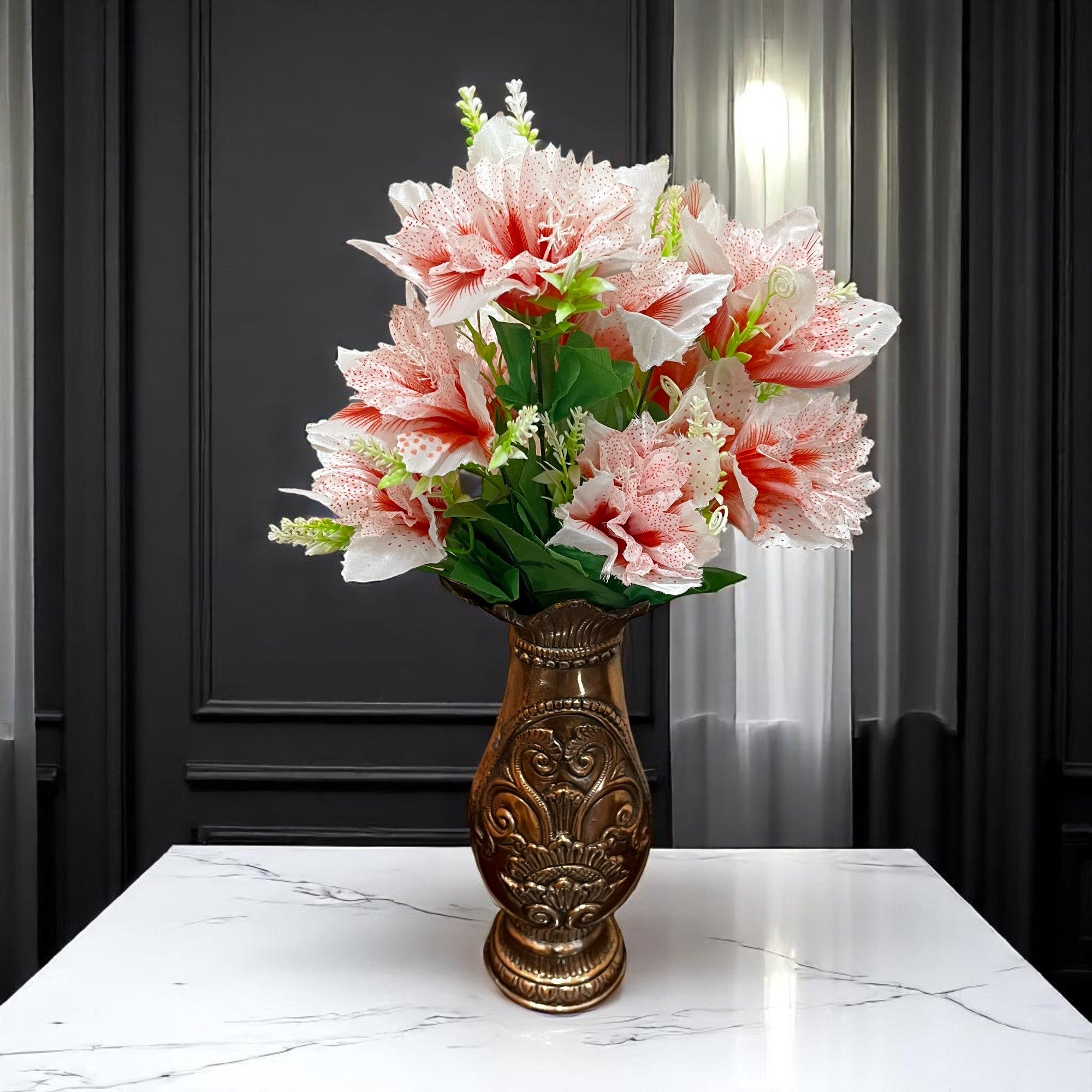 Artificial Flower Bouquets | Faux Flowers Bunch - for Table Vase, Pot, Home Decor, Living Room, Side Table Centerpiece - 18 Inch - Apkamart #Colour_Pink