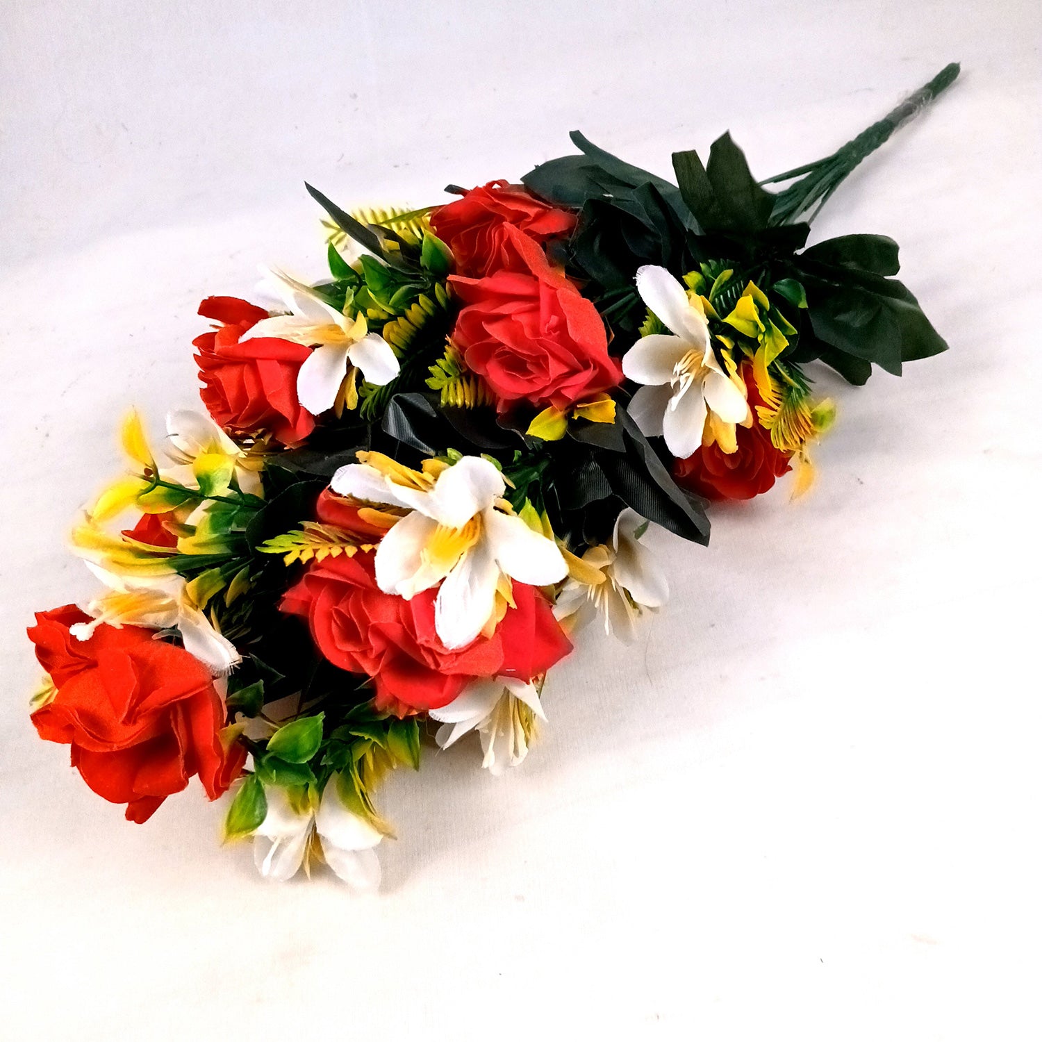 Artificial Flowers | Faux Lily Flowers Bunch - for Home Decor, Living Room, Side Table, Centerpiece - 25 Inch - Apkamart