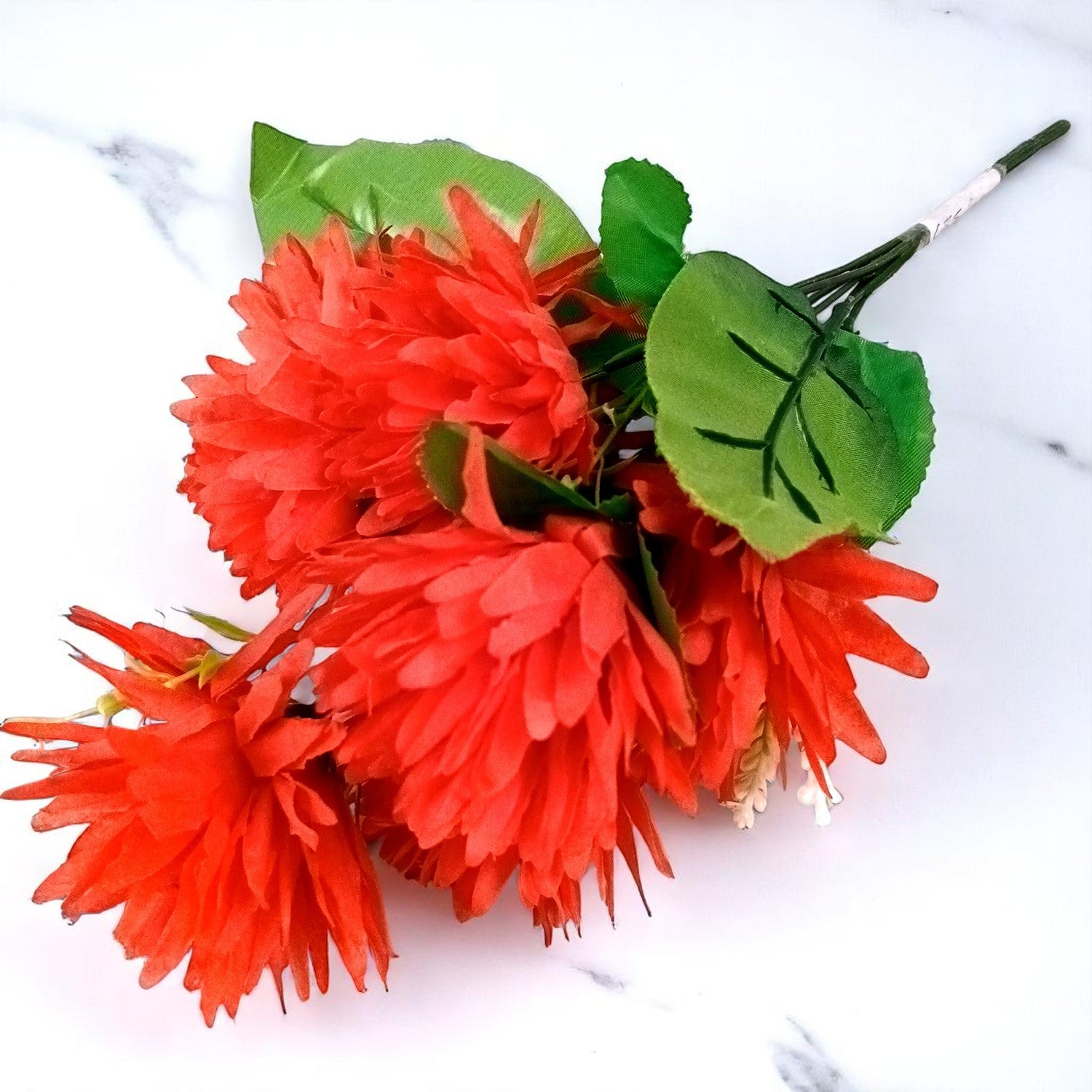 Artificial Flowers Dahlia Bunches for Vase Pot | Faux Flowers Stick - for Home Decor, Living Room, Wedding & Party Decoration  (Vase Not Included) - 15 Inch - Apkamart #Colour_Red