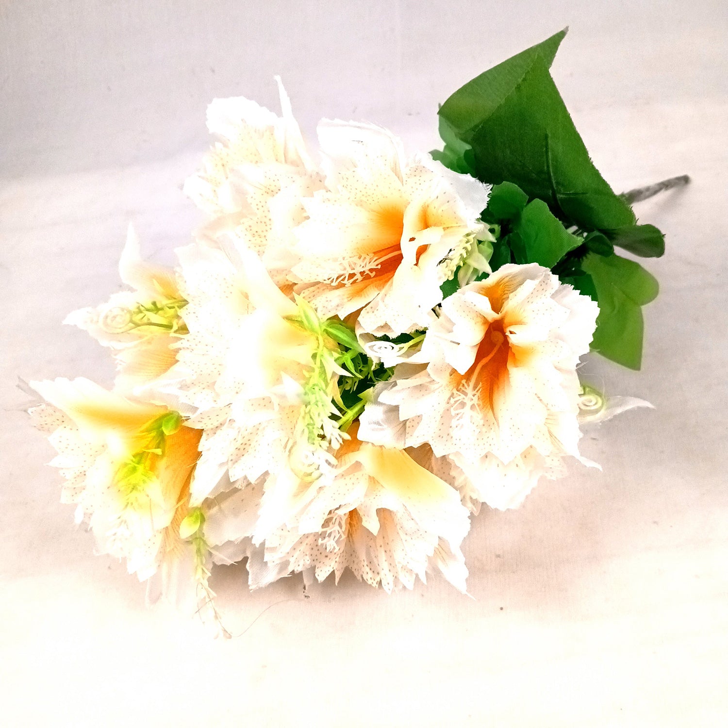 Artificial Flower Bouquets | Faux Flowers Bunch - for Table Vase, Pot, Home Decor, Living Room, Side Table Centerpiece - 18 Inch - Apkamart #Colour_White