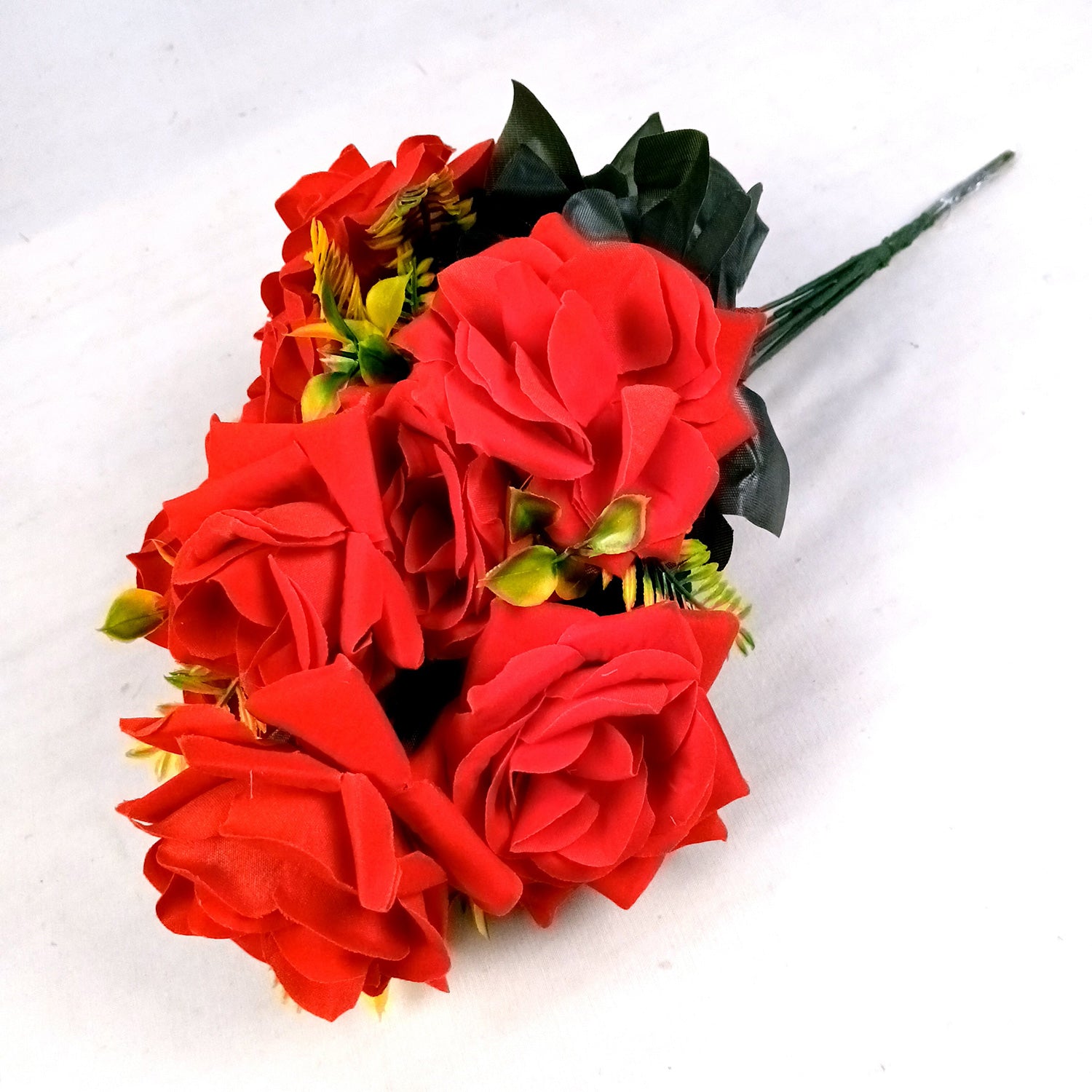Artificial Flowers Rose Bunches for Vase Pot | Faux Flowers Stem - for Home Decor Living Room Side Table Centerpiece - 16 Inch - Apkamart