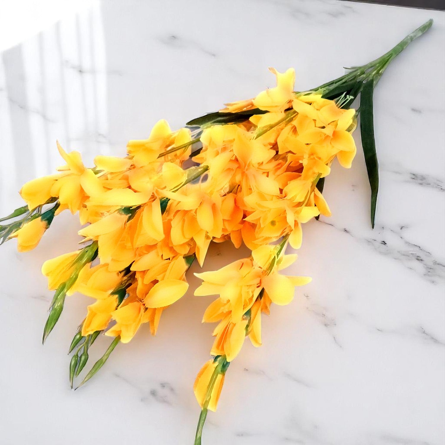 Artificial Flowers Gladiolus Bunches for Vase Pot | Faux Flowers Stem - for Home Decor Living Room Side Table - 26 Inch - Apkamart #Colour_Yellow