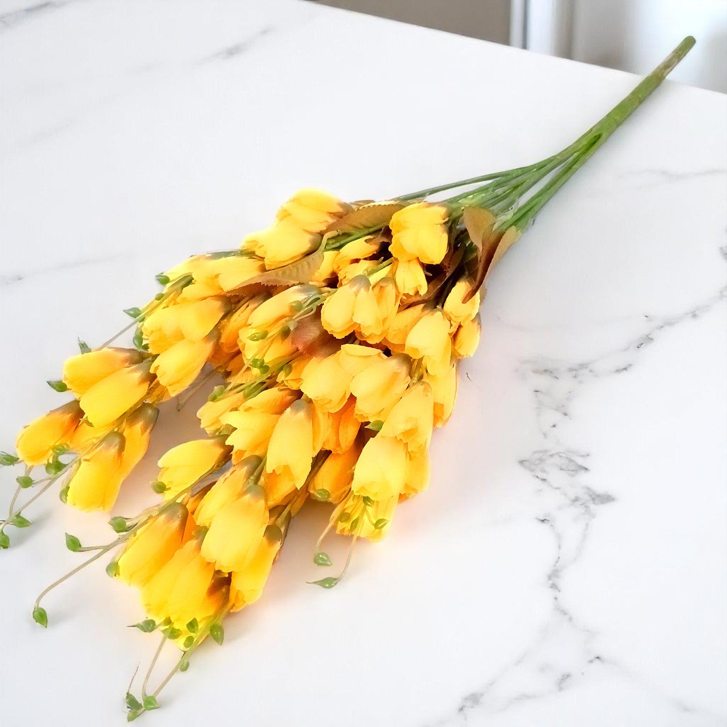 Artificial Flower Tulips Bouquet | Faux Flowers Bunch - for Table Vase, Pot, Home Decor, Living Room, Side Table Centerpiece - 27 Inch - Apkamart #Colour_Yellow