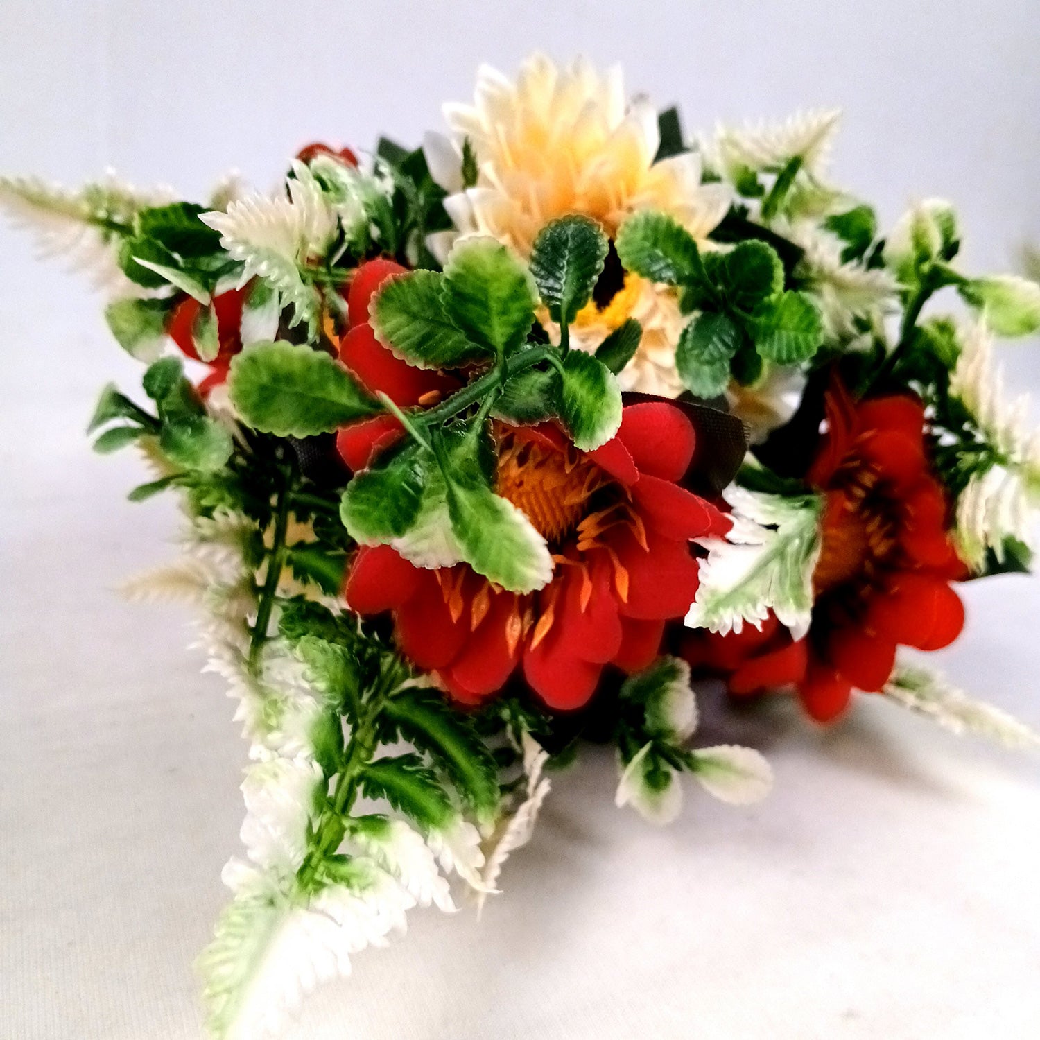 Artificial Dahalia Flower Bouquets | Faux Flowers Bunch - for Table Vase, Pot, Home Decor, Living Room, Side Table Centerpiece - 17 Inch - Apkamart