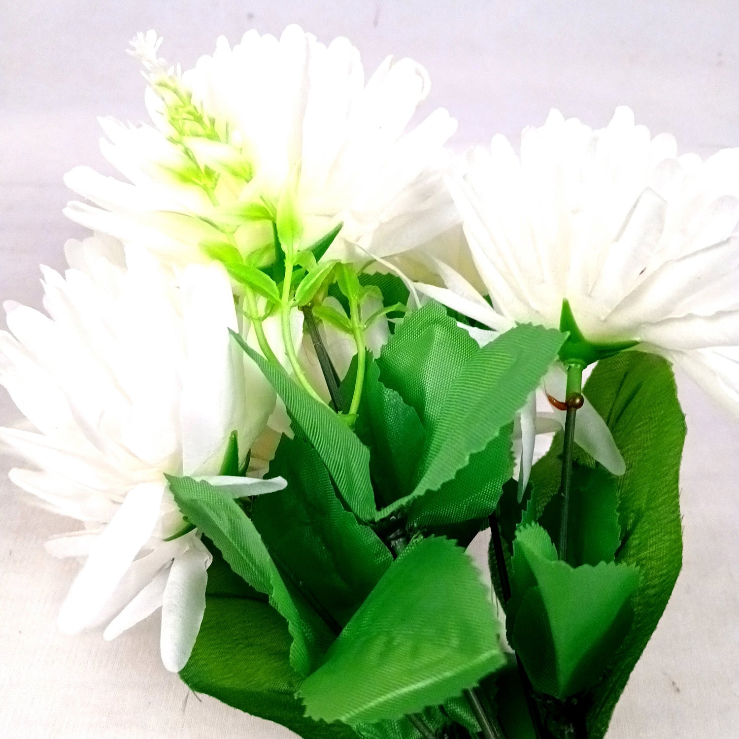 Artificial Flowers Dahlia Bunches for Vase Pot | Faux Flowers Stick - for Home Decor, Living Room, Wedding & Party Decoration  (Vase Not Included) - 15 Inch - Apkamart #Colour_White