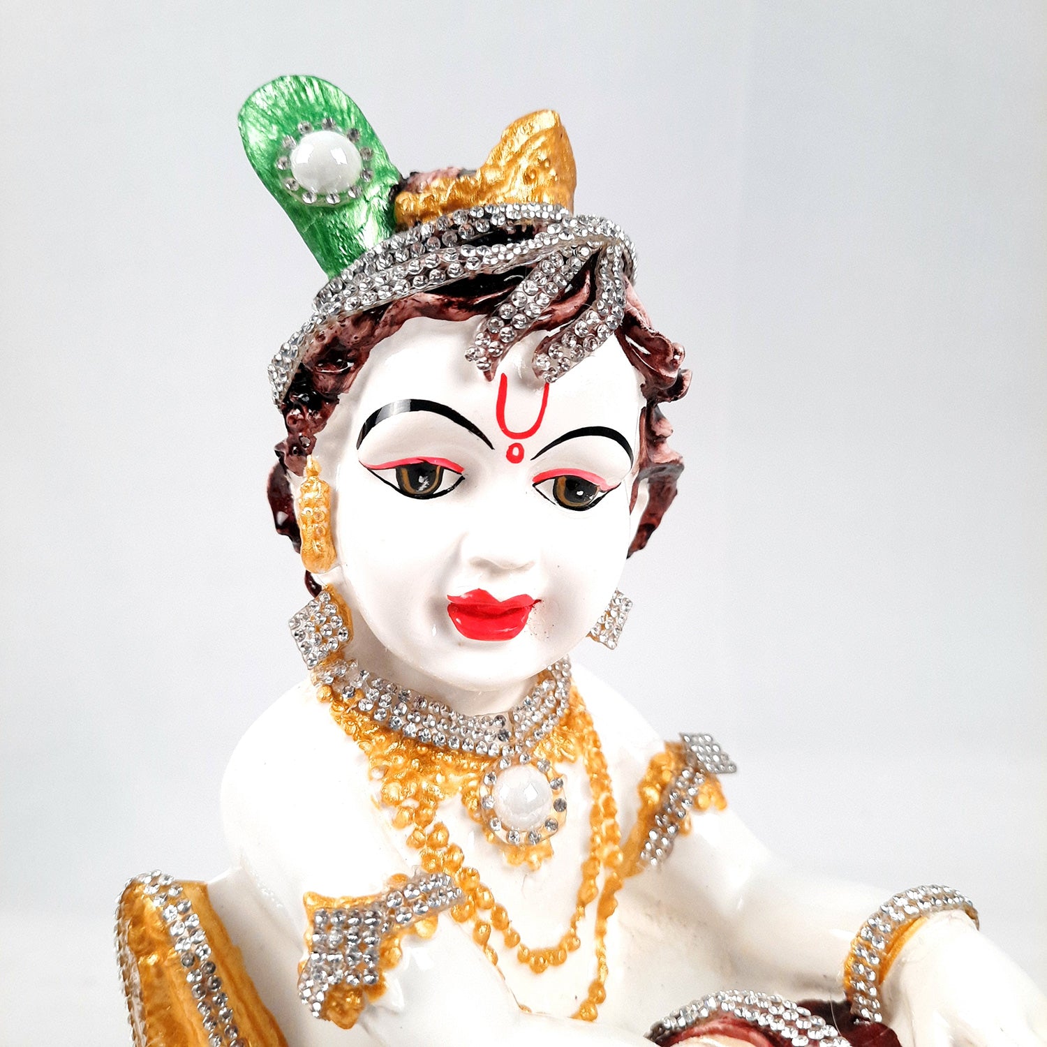 Bal Gopal Statue | Laddu Gopal Idol With Premium Finish & Beads Work | Makhan Chor Baby Krishna Murti - for Pooja, Home, Office Decor & Gifts - 7 Inch - apkamart