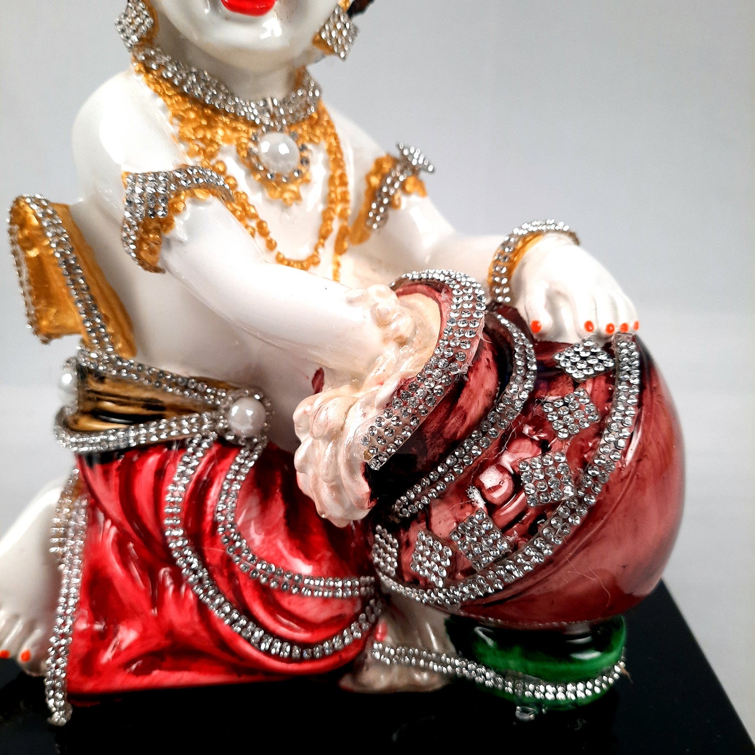 Bal Gopal Statue | Laddu Gopal Idol With Premium Finish & Beads Work | Makhan Chor Baby Krishna Murti - for Pooja, Home, Office Decor & Gifts - 7 Inch - apkamart