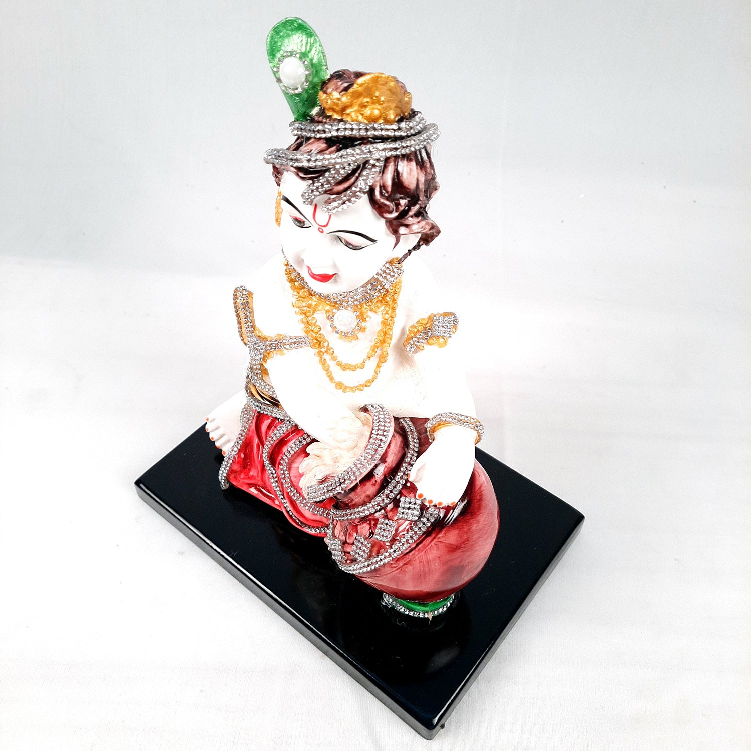 Bal Gopal Statue | Laddu Gopal Idol With Premium Finish & Beads Work | Makhan Chor Baby Krishna Murti - for Pooja, Home, Office Decor & Gifts - 7 Inch - apkamart