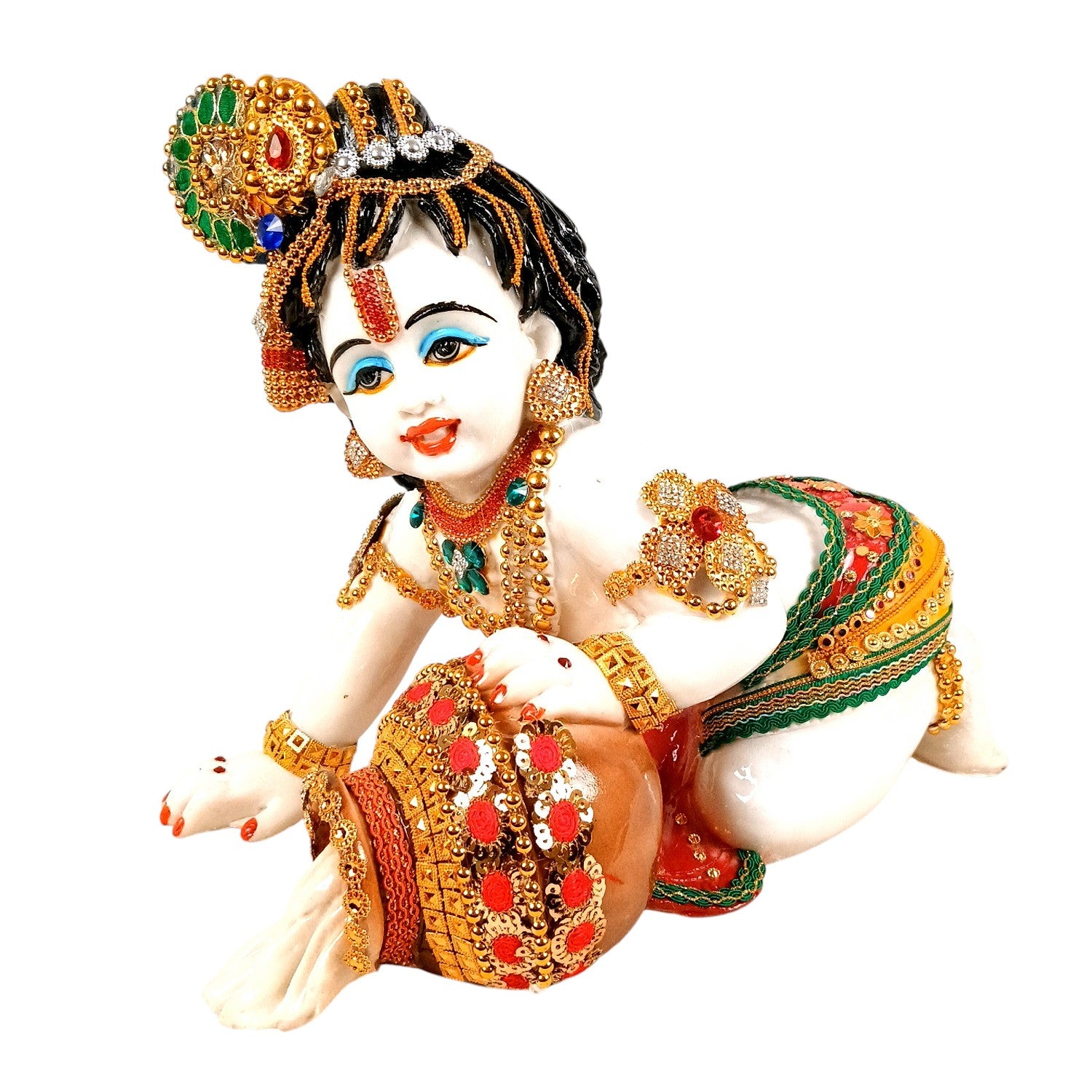 Bal Gopal Krishna Statue | Laddu Gopal dol for Home, Pooja Room & Vastu | Religious Table Decor & Diwali Gift - 13 Inch - Apkamart