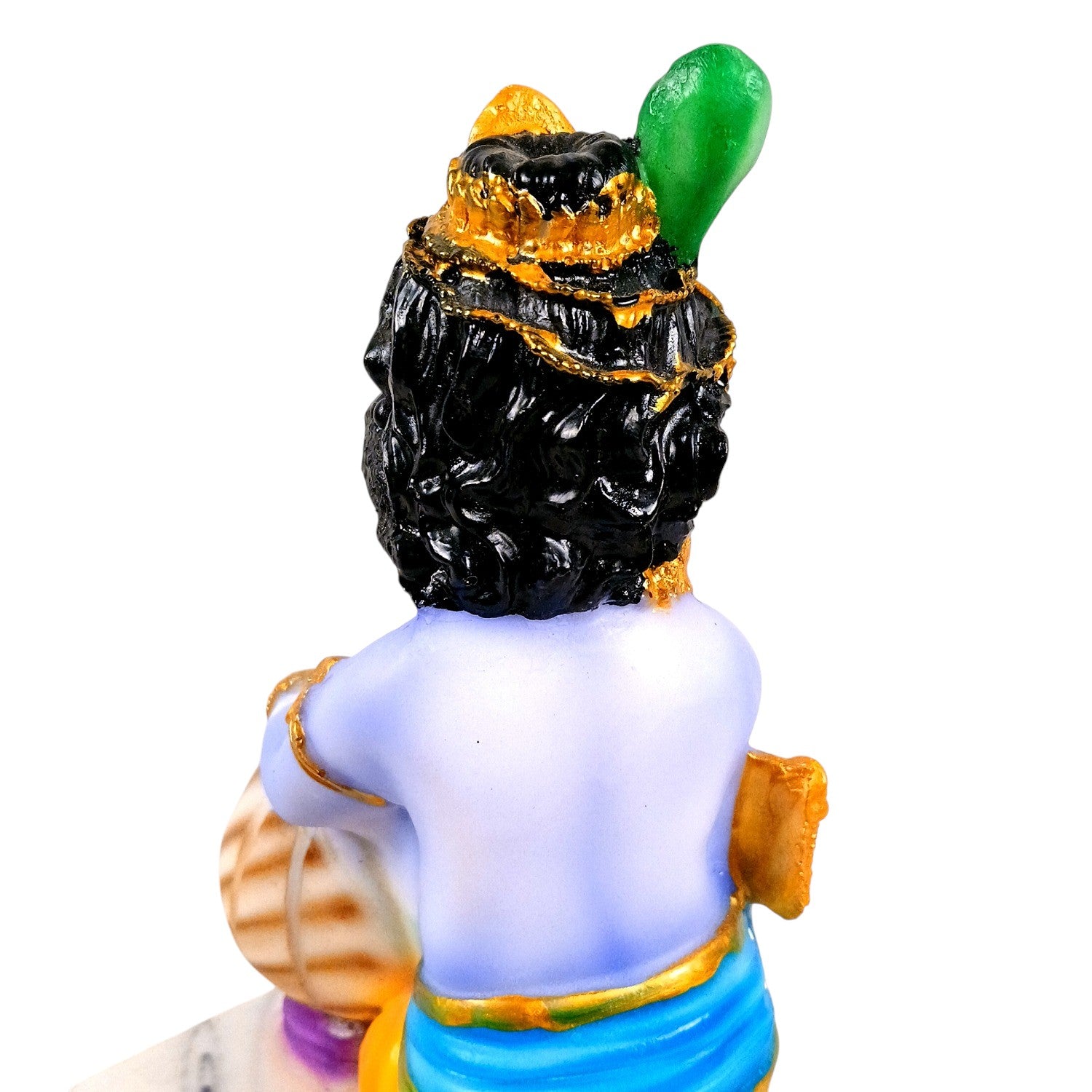 Bal Gopal Krishna Statue | Laddu Gopal Resin Idol for Home, Pooja Room & Vastu | Kanha Statue With Makhan | Religious Table Decor & Diwali Gift - 9 Inch - Apkamart