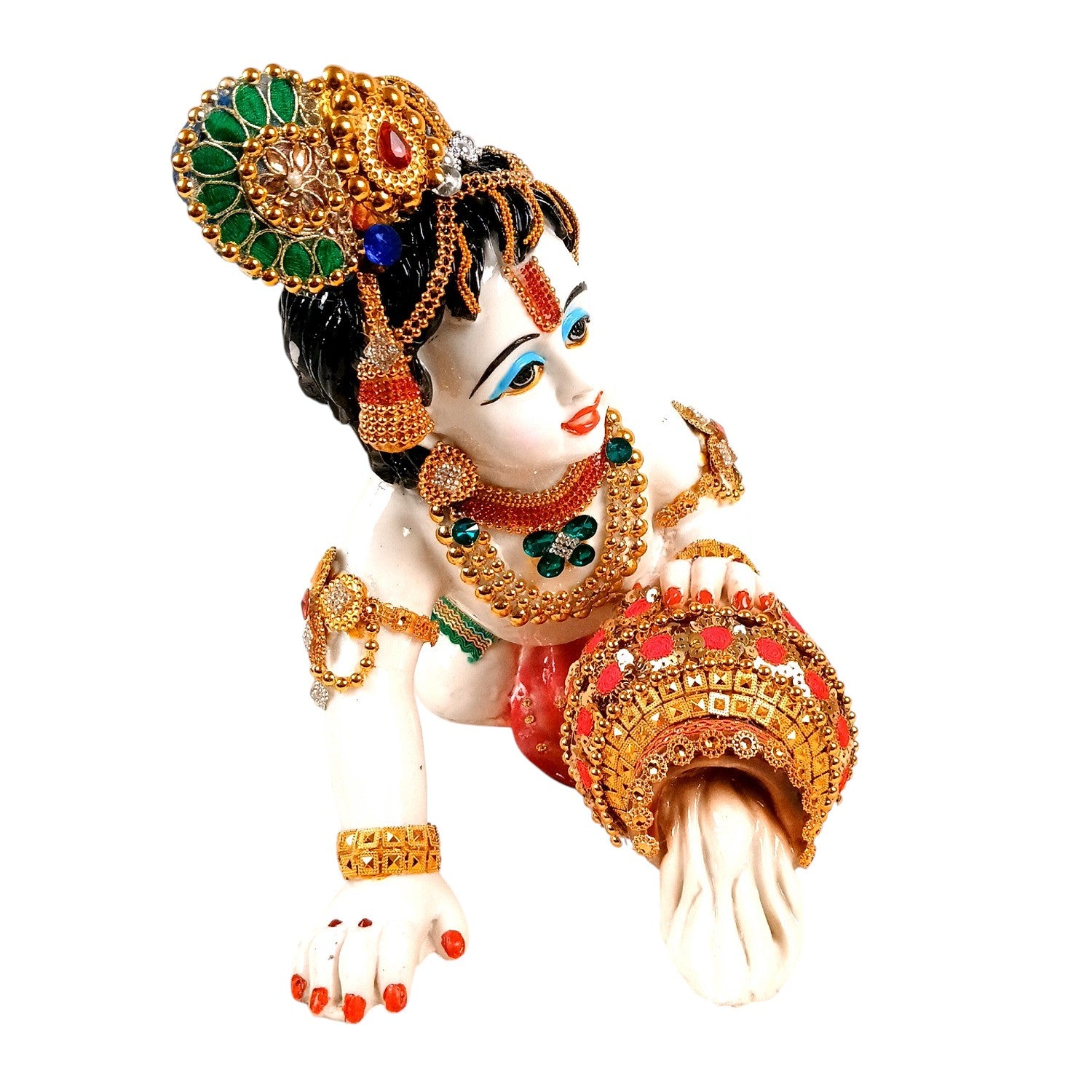 Bal Gopal Krishna Statue | Laddu Gopal dol for Home, Pooja Room & Vastu | Religious Table Decor & Diwali Gift - 13 Inch - Apkamart