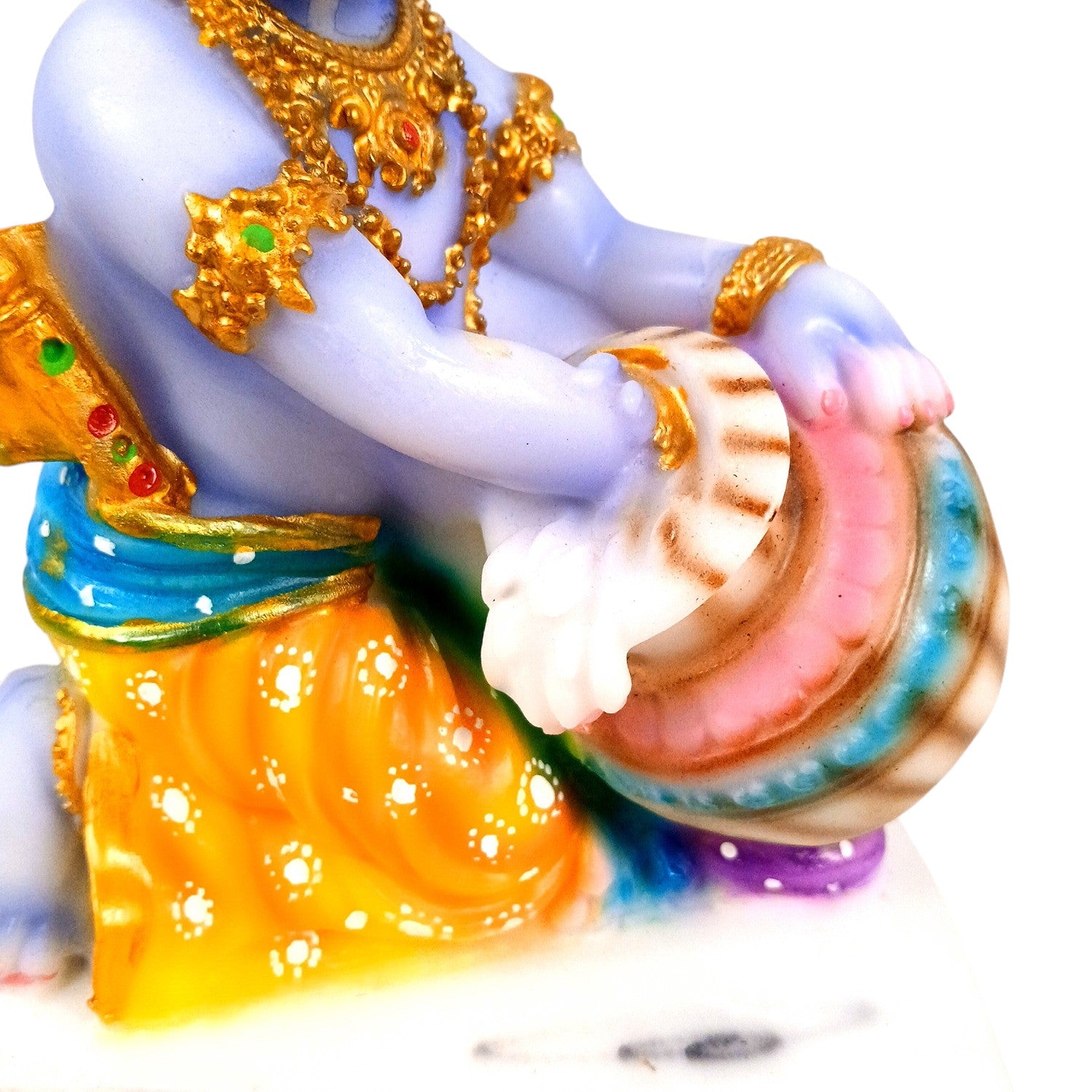 Bal Gopal Krishna Statue | Laddu Gopal Resin Idol for Home, Pooja Room & Vastu | Kanha Statue With Makhan | Religious Table Decor & Diwali Gift - 9 Inch - Apkamart