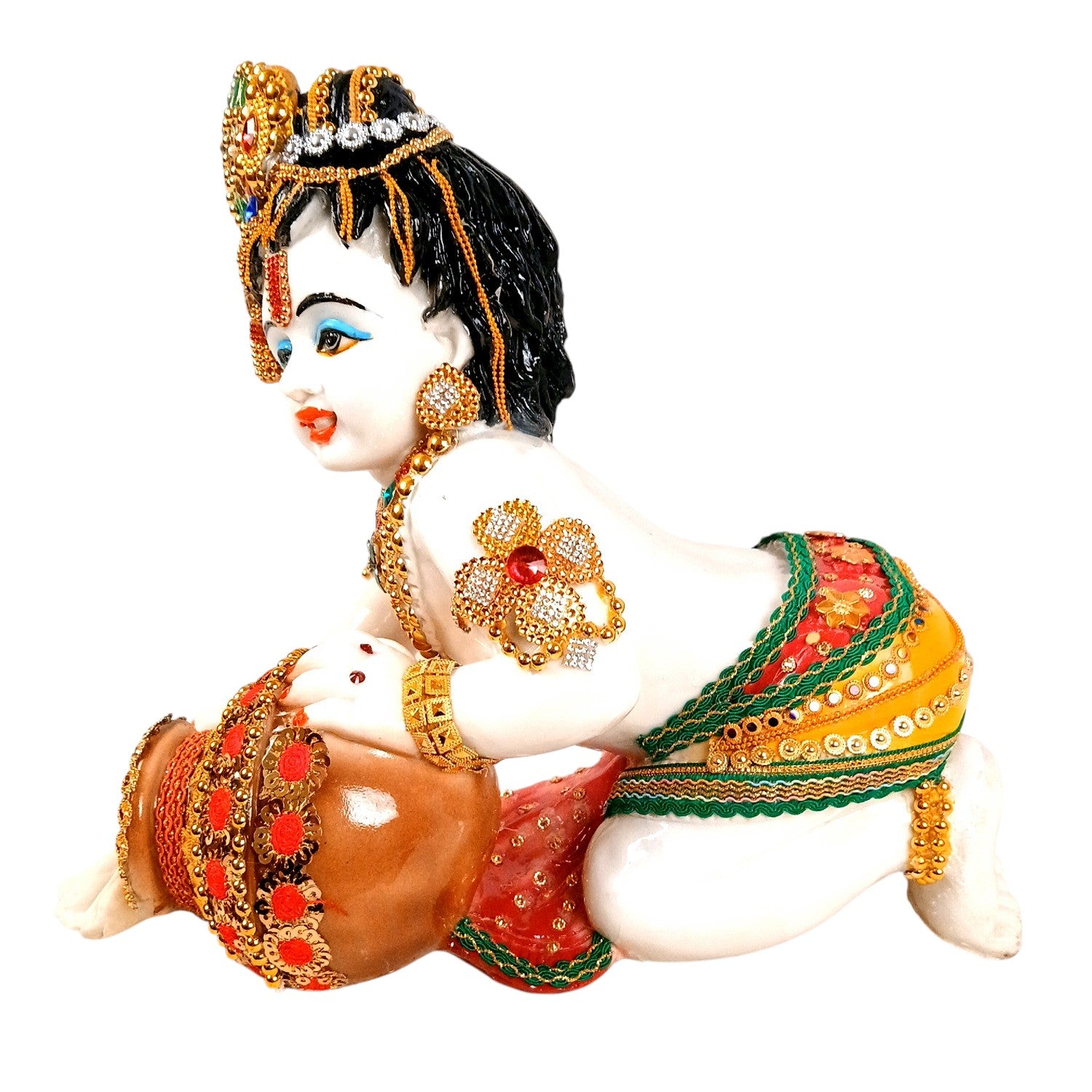 Bal Gopal Krishna Statue | Laddu Gopal dol for Home, Pooja Room & Vastu | Religious Table Decor & Diwali Gift - 13 Inch - Apkamart