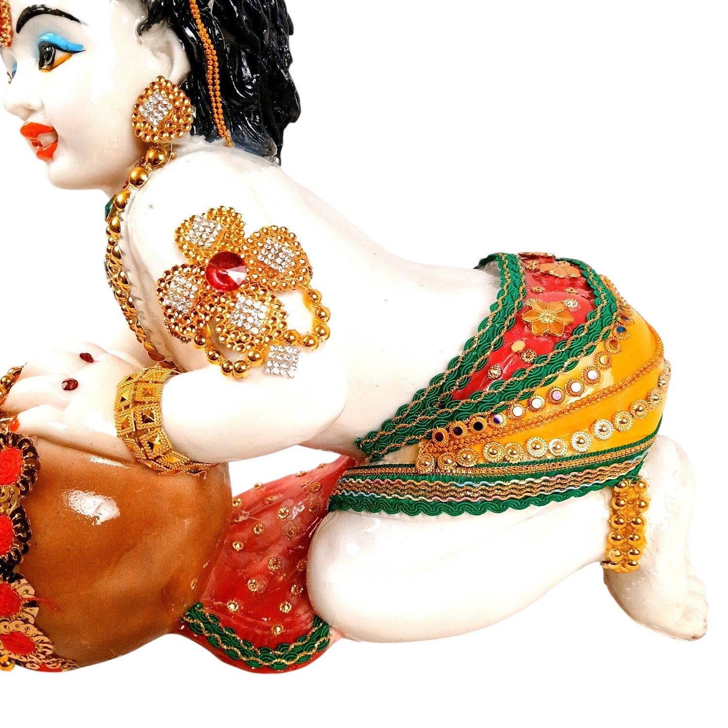 Bal Gopal Krishna Statue | Laddu Gopal dol for Home, Pooja Room & Vastu | Religious Table Decor & Diwali Gift - 13 Inch - Apkamart