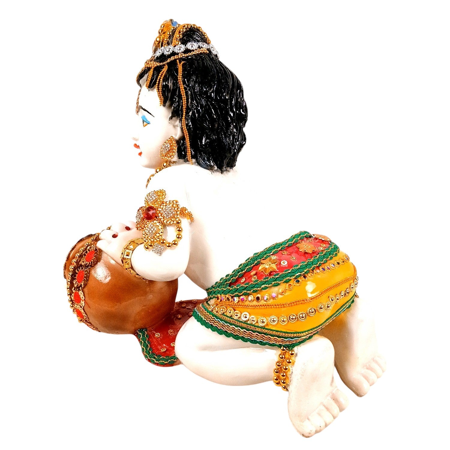 Bal Gopal Krishna Statue | Laddu Gopal dol for Home, Pooja Room & Vastu | Religious Table Decor & Diwali Gift - 13 Inch - Apkamart