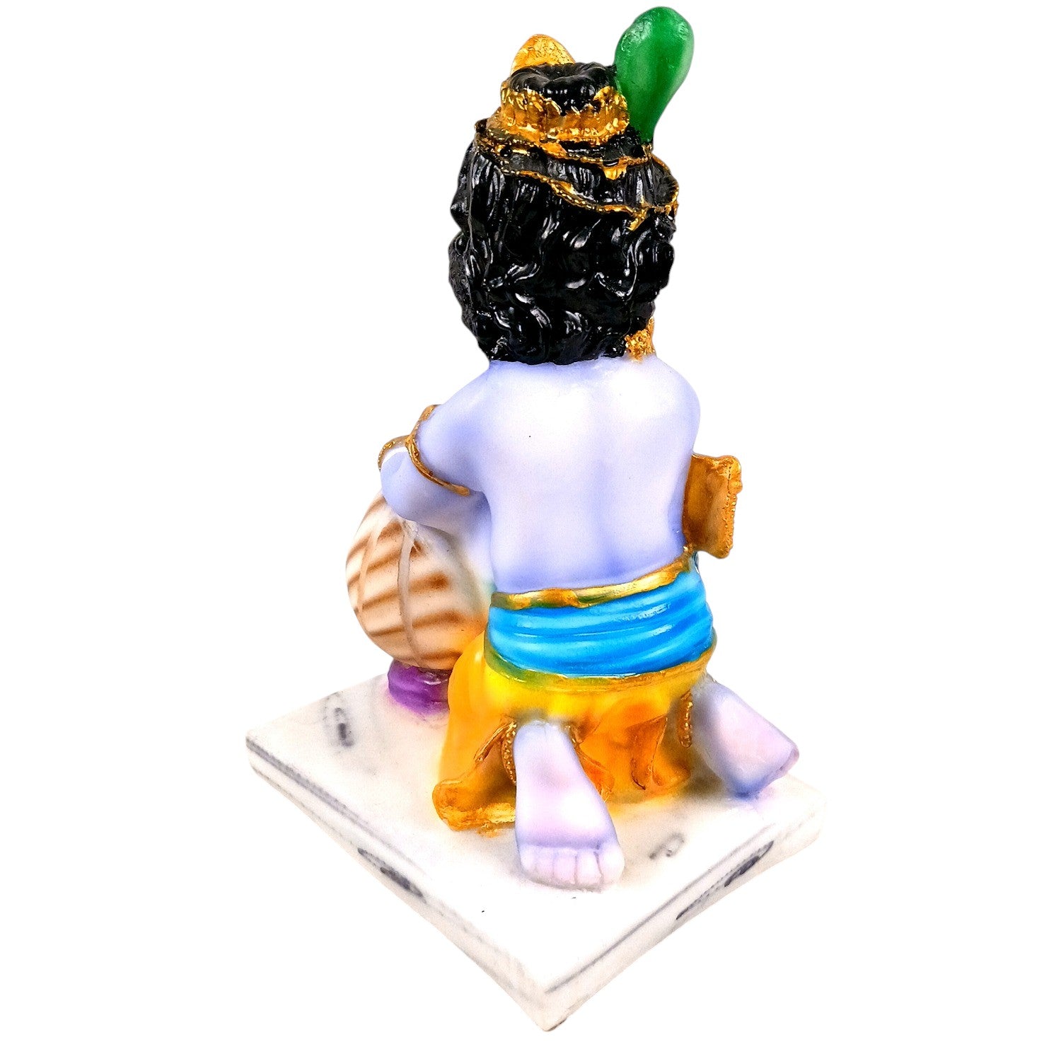 Bal Gopal Krishna Statue | Laddu Gopal Resin Idol for Home, Pooja Room & Vastu | Kanha Statue With Makhan | Religious Table Decor & Diwali Gift - 9 Inch - Apkamart
