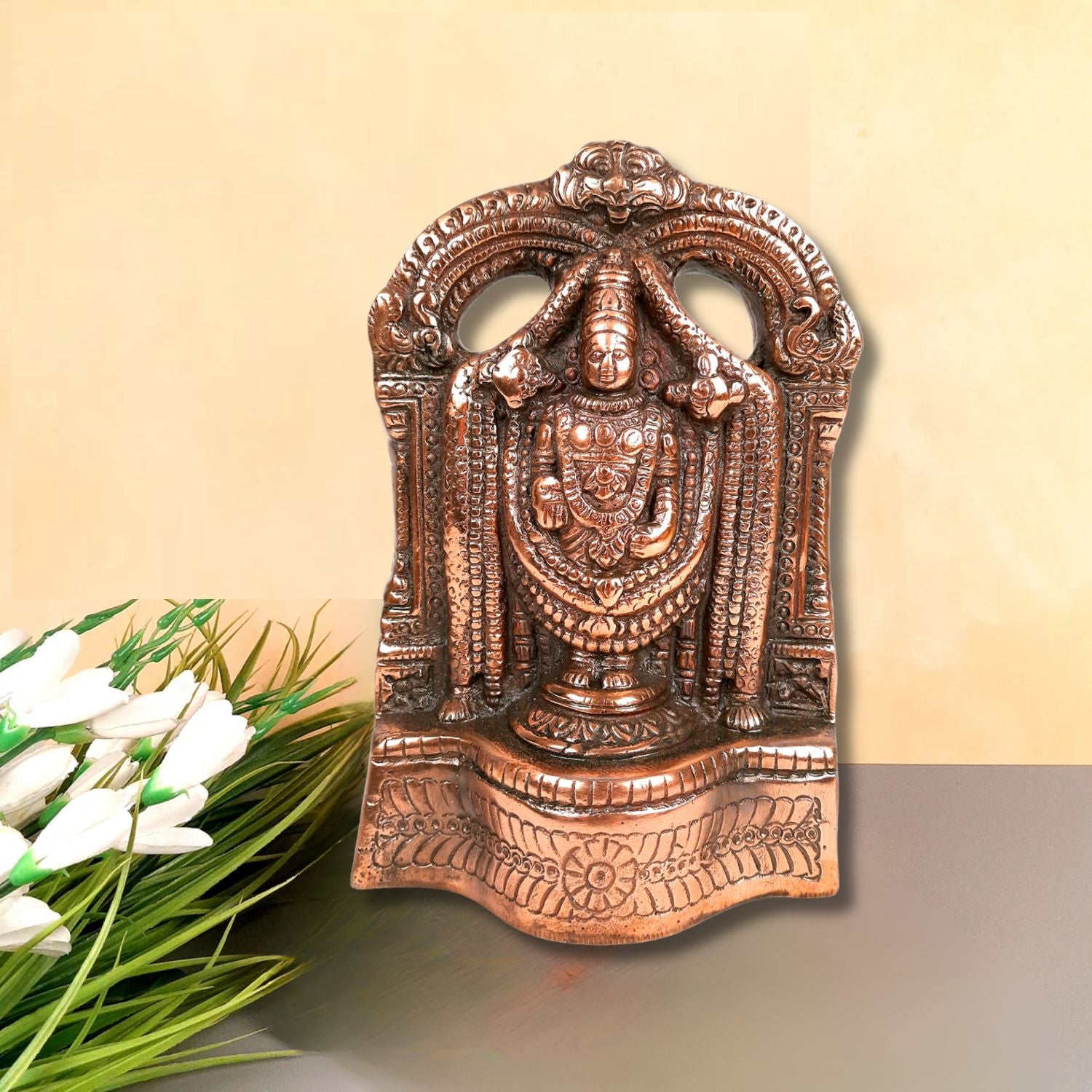 Tirupati Balaji Idol | Swami Venkateswara Statue | Balaji Face Murti - for Home, Living Room, Office, Puja & Gift - 8 Inch - apkamart