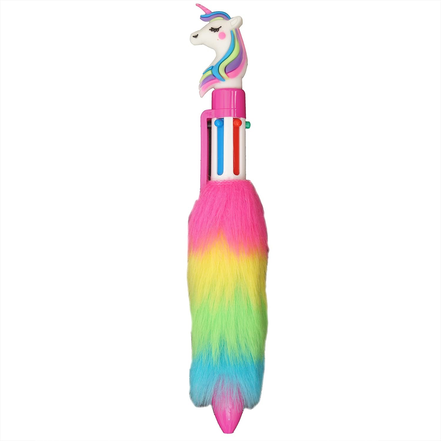 Pen Unicorn Fiur Design | Ballpoint Pen Feather Design | Push Button Multicolor Pen - for Students, Kids, Girls, Boys, School, Drawing, Birthday Gift & Return Gifts - Apkamart 