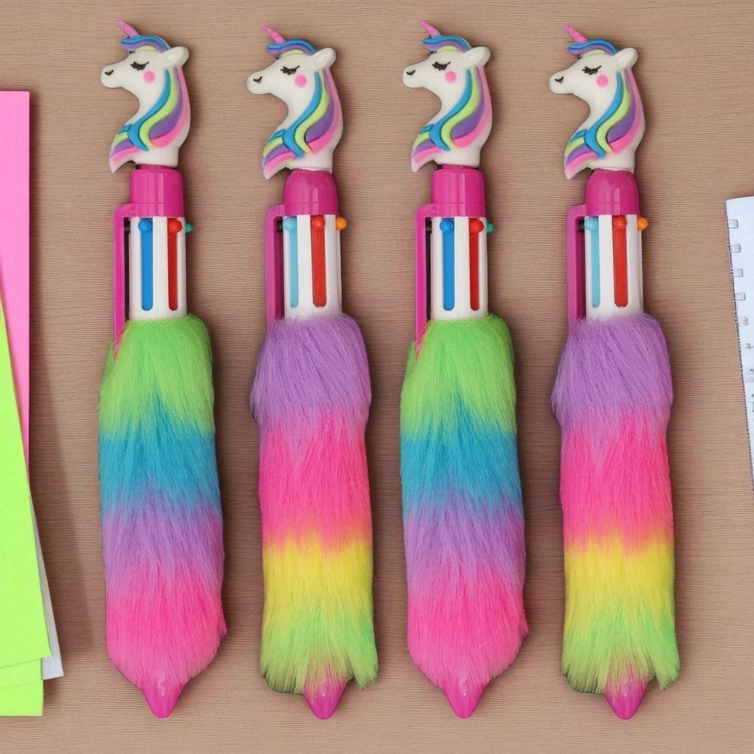 Pen Unicorn Fur Design | Ballpoint Pen Feather Design - for Students, Kids, Girls, Boys, School, Drawing, Birthday Gift & Return Gifts - Pack of 2 - Apkamart #Style_Pack Of 4
