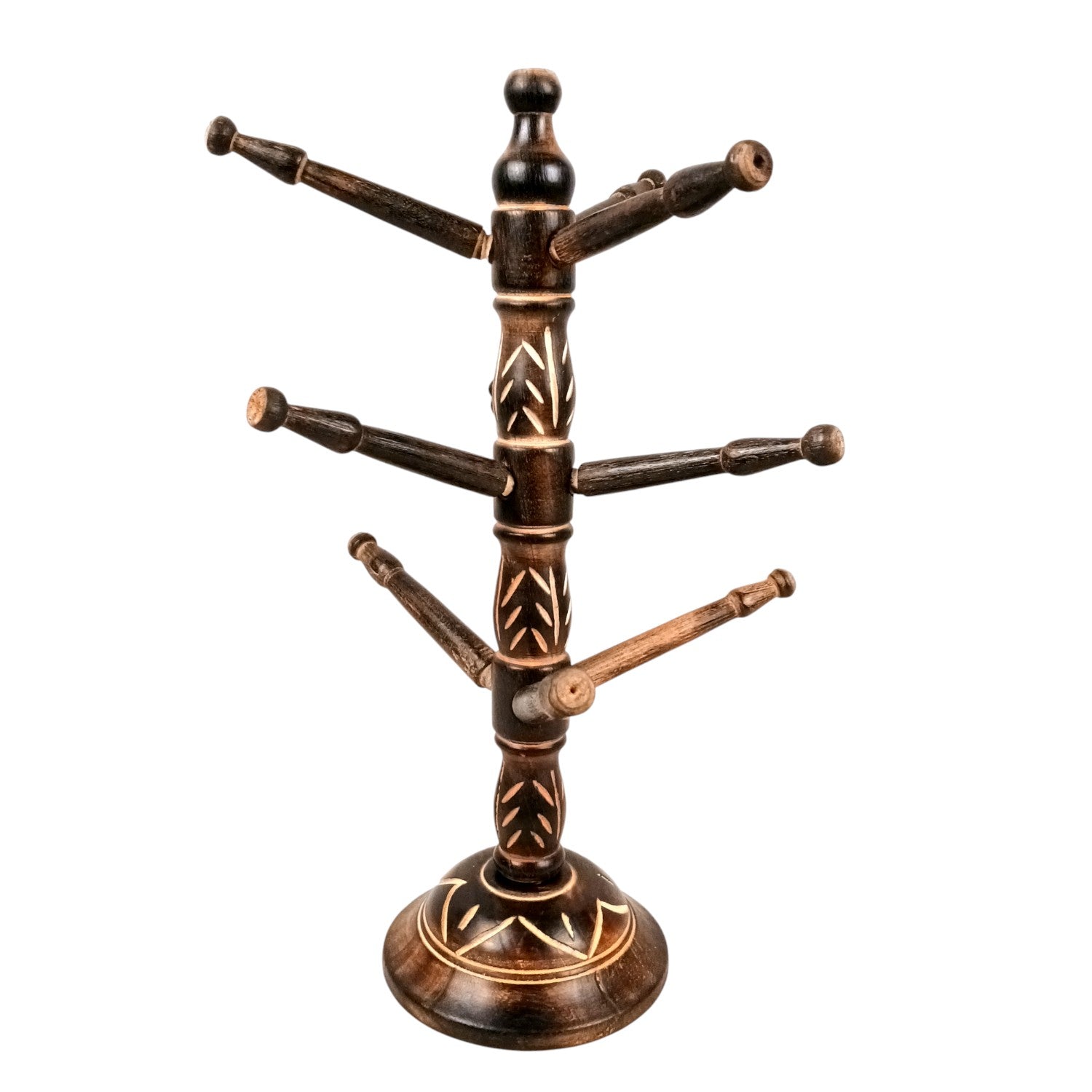 Wooden Bangle Holder 9 Tier Bar | Jewellery & Choori Stand Hanger - Tree Design - for Women / Girls, Bracelet, Jewelry Display Organizer - 15 Inch (pack Of 2) - Apkamart