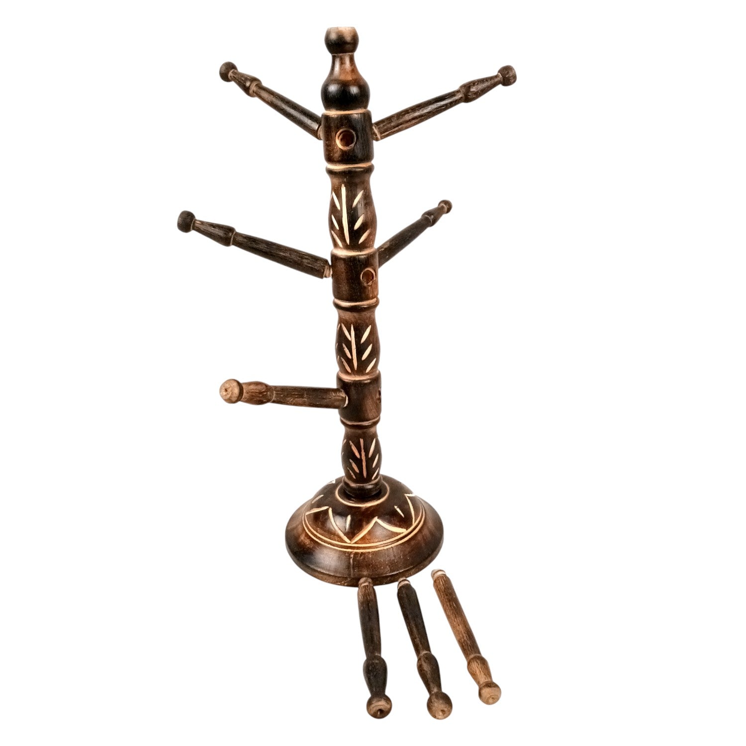 Wooden Bangle Holder 9 Tier Bar | Jewellery & Choori Stand Hanger - Tree Design - for Women / Girls, Bracelet, Jewelry Display Organizer - 15 Inch (pack Of 2) - Apkamart