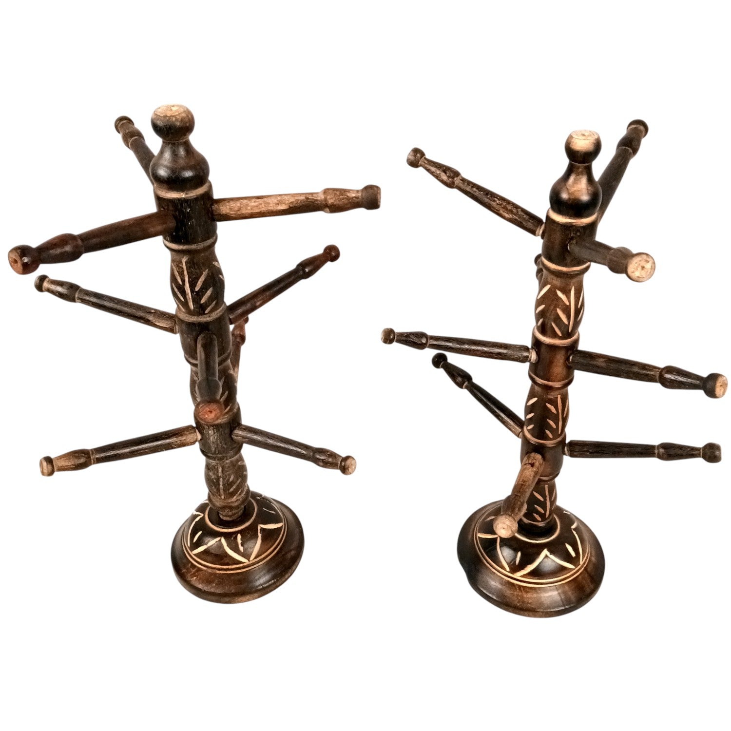 Wooden Bangle Holder 9 Tier Bar | Jewellery & Choori Stand Hanger - Tree Design - for Women / Girls, Bracelet, Jewelry Display Organizer - 15 Inch (pack Of 2) - Apkamart