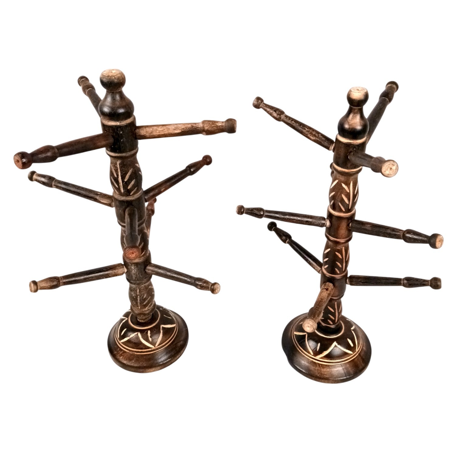 Wooden Bangle Holder 9 Tier Bar | Jewellery & Choori Stand Hanger - Tree Design - for Women / Girls, Bracelet, Jewelry Display Organizer - 15 Inch (pack Of 2) - Apkamart