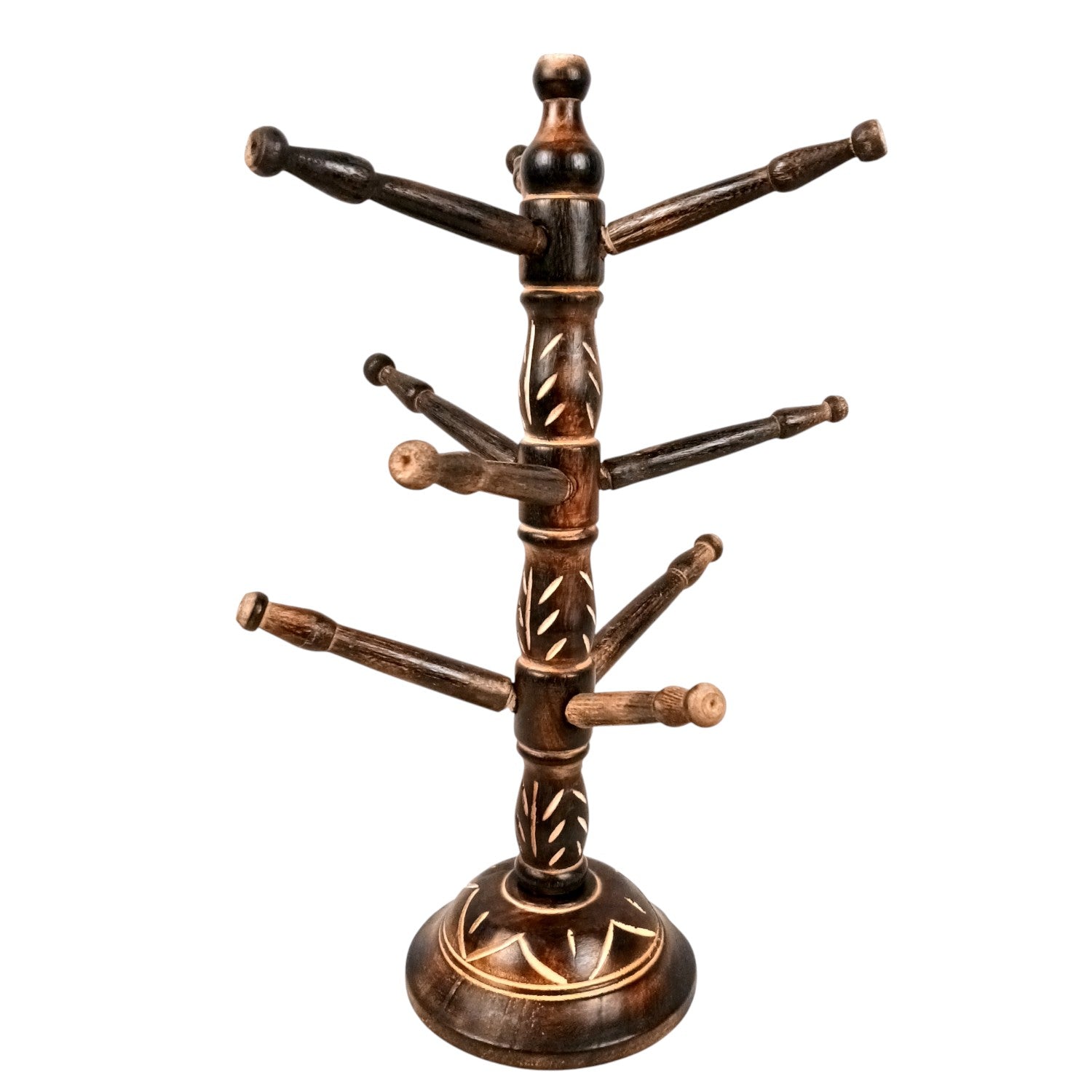 Wooden Bangle Holder 9 Tier Bar | Jewellery & Choori Stand Hanger - Tree Design - for Women / Girls, Bracelet, Jewelry Display Organizer - 15 Inch - Apkamart