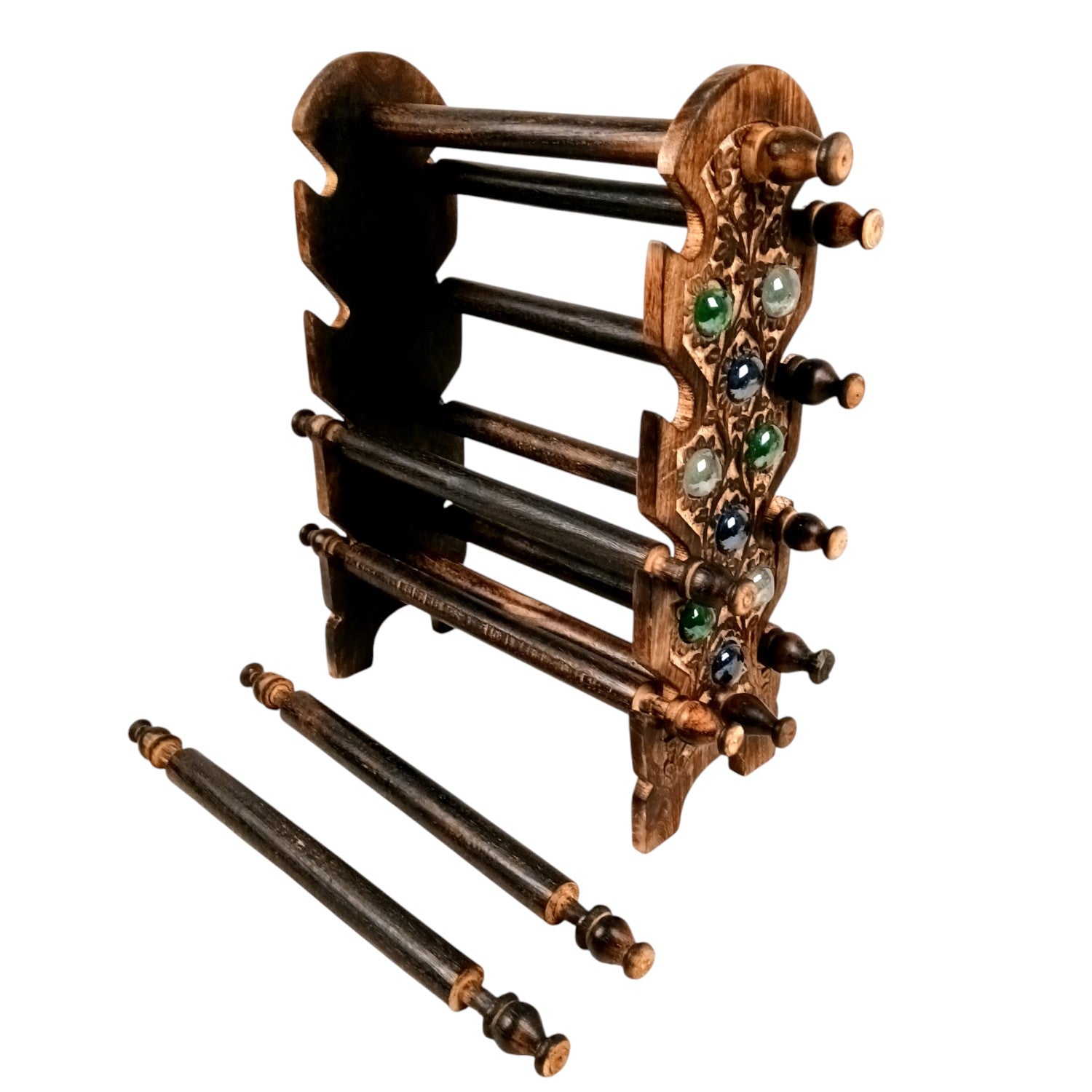 Wooden Bangle Stand | Bangle & Bracelet Organizer - 8 Rod - 15 Inch - Apkamart