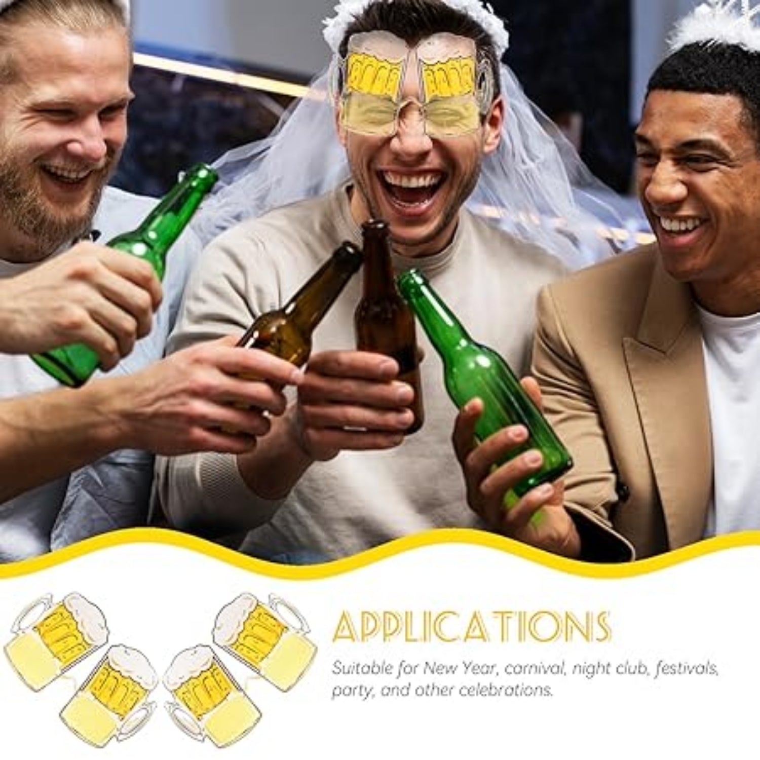 Party Beer Mug Eyeglasses Fun Party Eyewear Novelty Party Eyeglasses for Adults Cool Eyeglasses for Birthday Halloween Bar Events