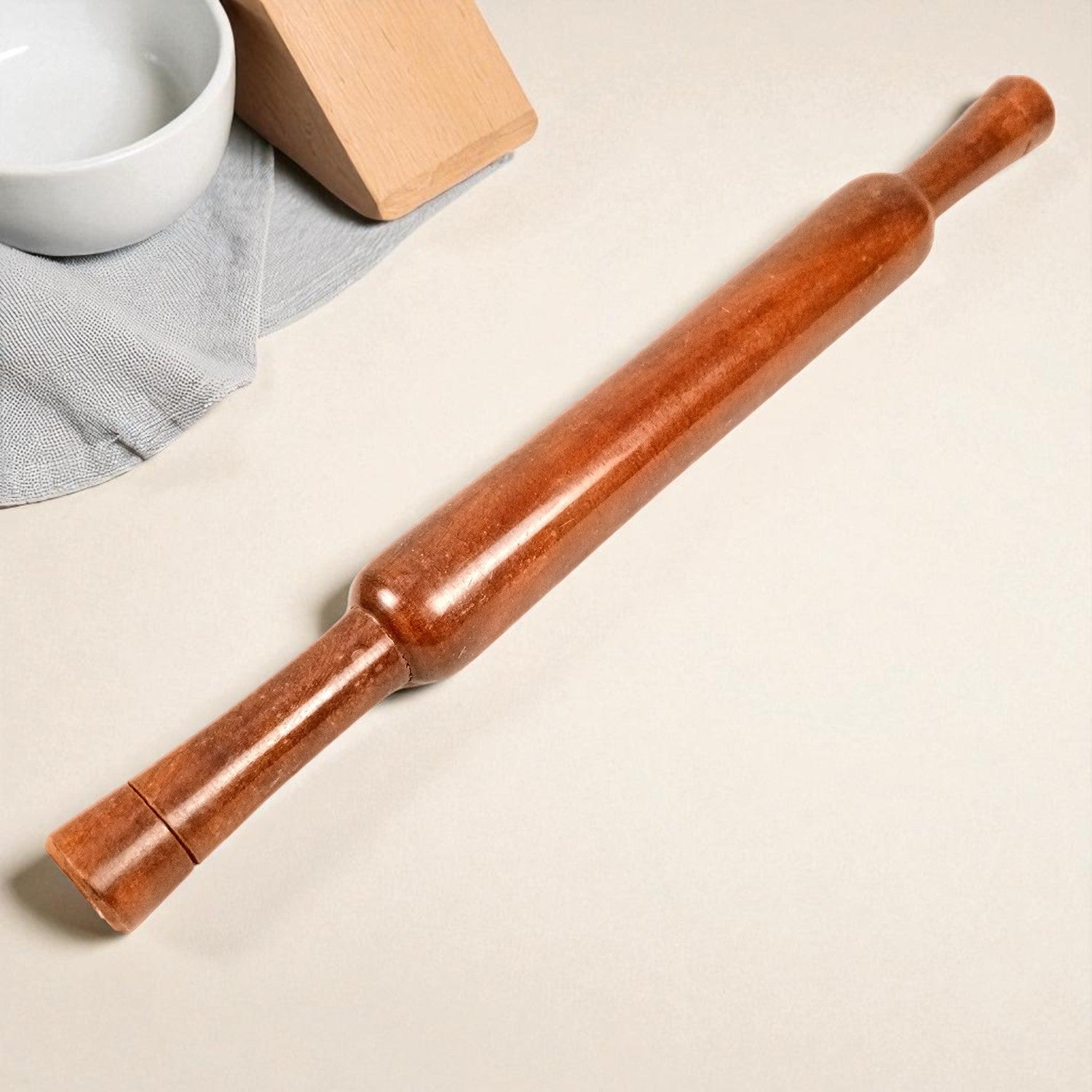 Wooden Rolling Pin  - Thin Belan for Chapati / Khakhra & Papad Making -  14 Inch - Apkamart