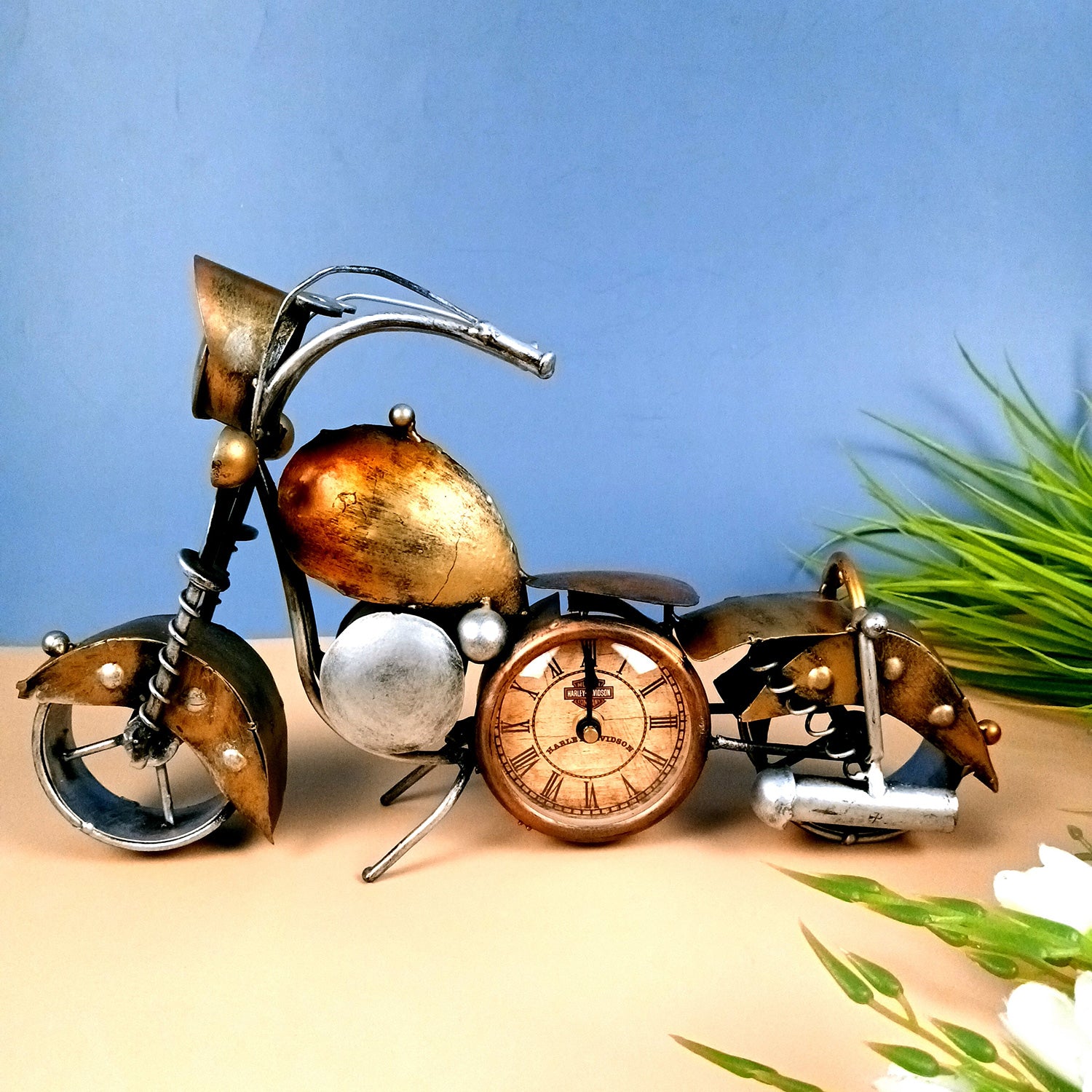 Table Clock - Bike Design | Bullet Bike Desk Clock/Motor Cycle Showpiece - for Home, Living Room, Study Table, Desk, Office Decor & Gifts - 14 Inch - Apkamart