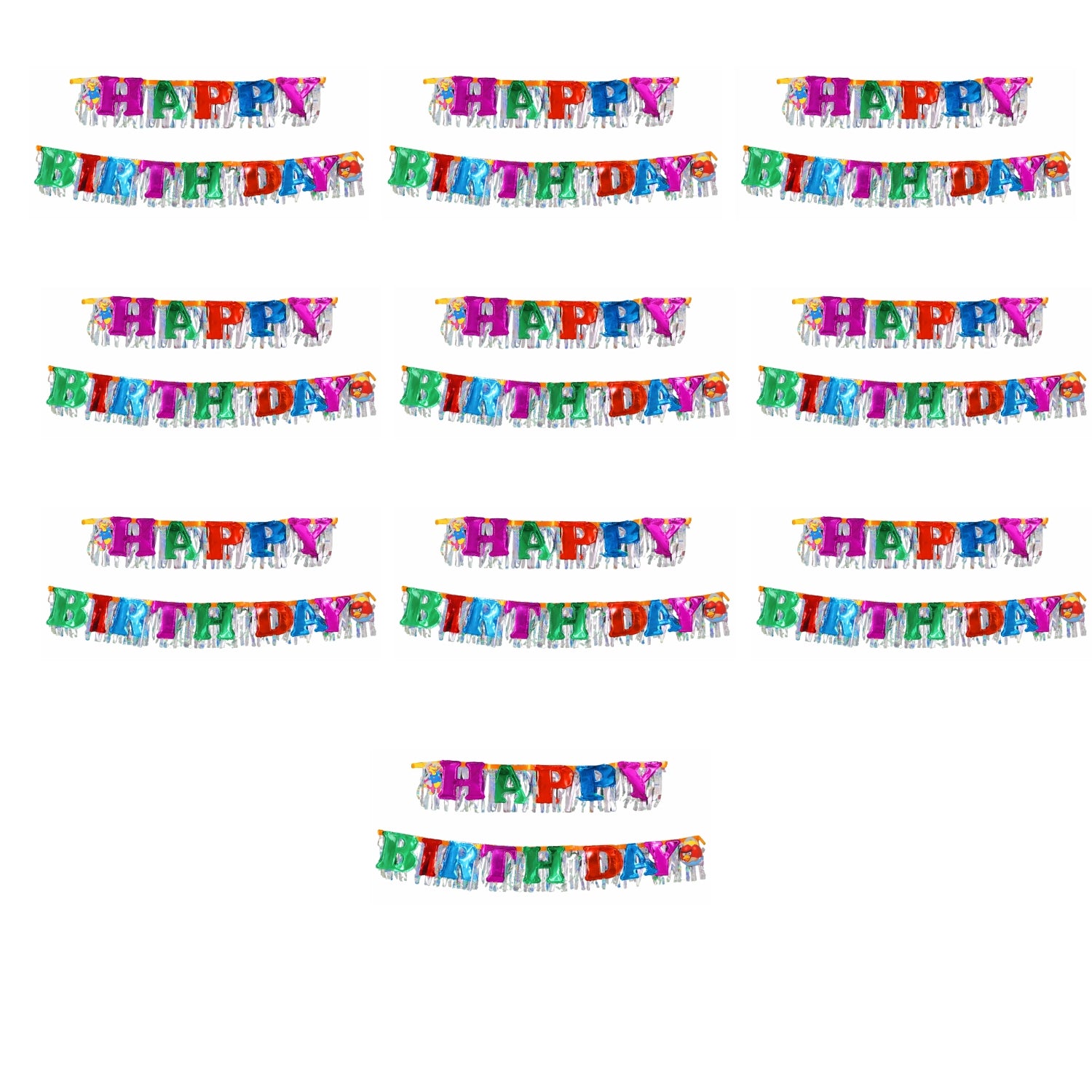 Happy Birthday Banner for Kids Birthday Party Decoration Colorful Birthday Banner for Home School Events Classroom & Party Supplies - Apkamart #Style_Pack Of 10