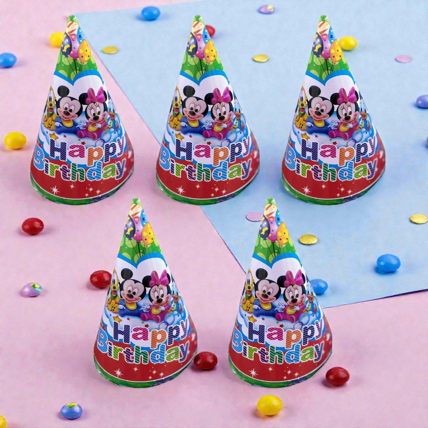Birthday Caps for Girls | Happy Birthday Party Caps for Kids | Colorful Birthday Party Cap for Kids Celebration | Party Caps for Home & School Parties - Apkamart #Style_Pack Of 5