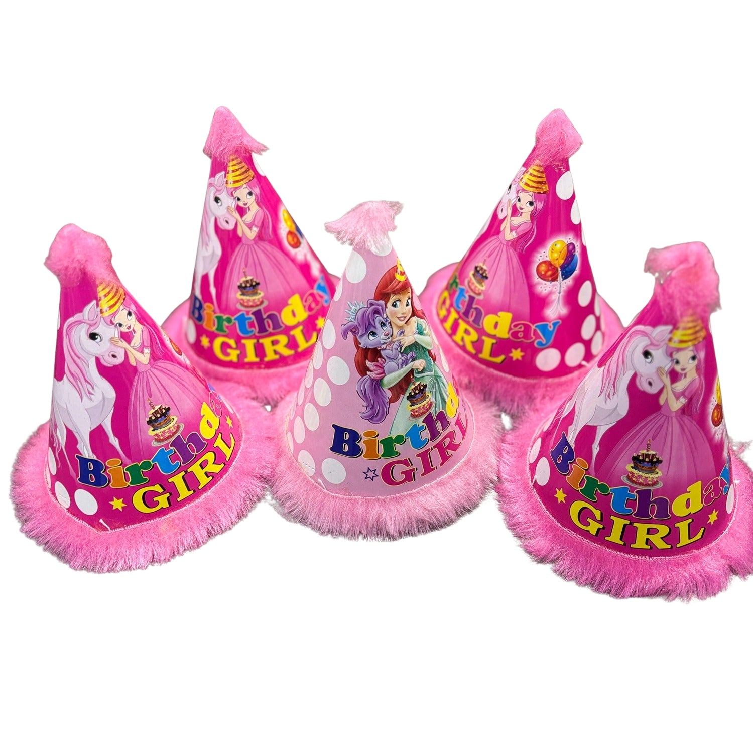 Birthday Caps for Girls | Happy Birthday Party Caps for Kids | Colorful Birthday Cap for Kids Celebration | Birtday Party Caps for Home & School Parties - Apkamart #Style_Pack Of 5