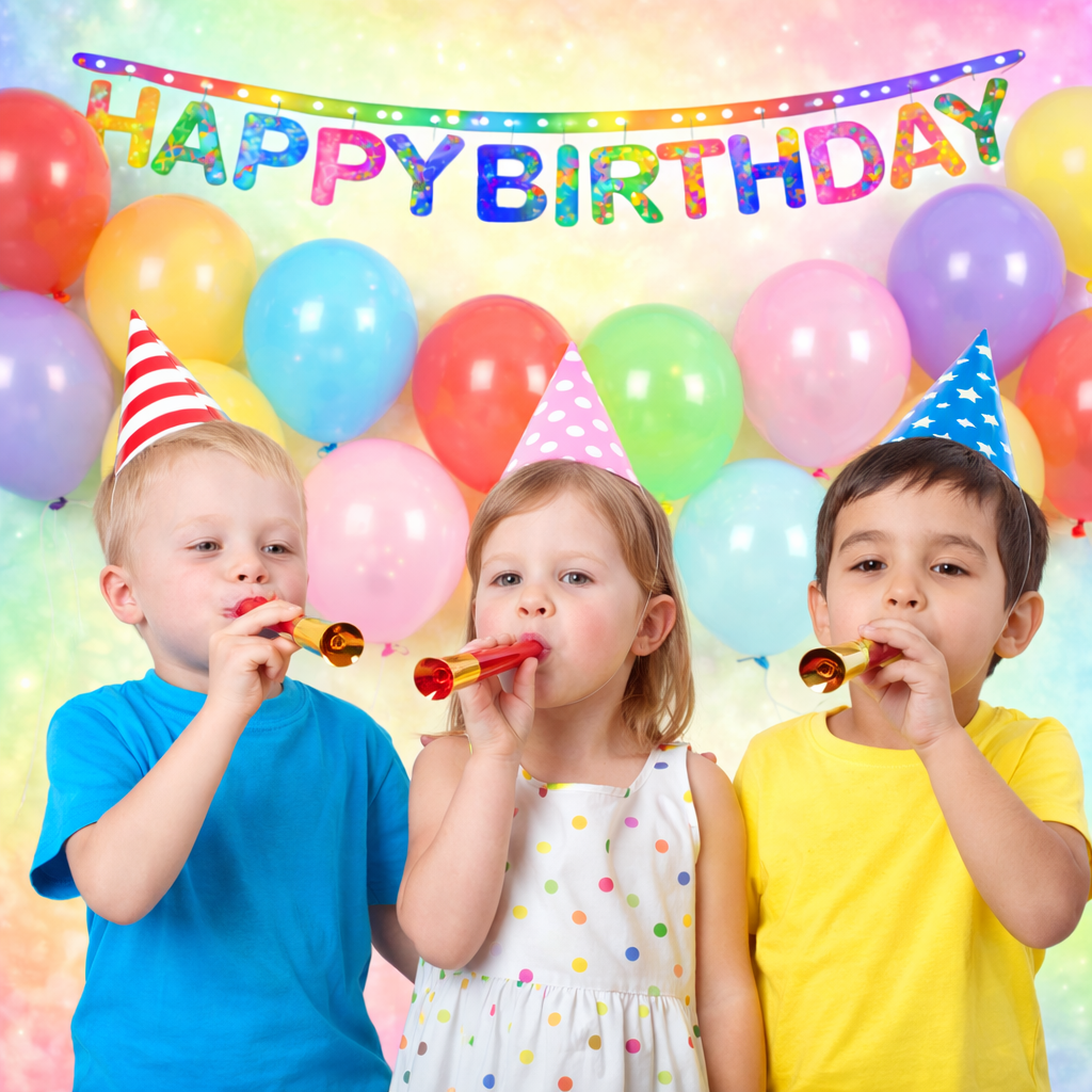 Complete Birthday Combo Decoration Set | 2 Packets Ballons, 1 Banner, 10 Party Horns | Birthday Decoration Combo Pack with Party Supplies for Celebration - Apkamart