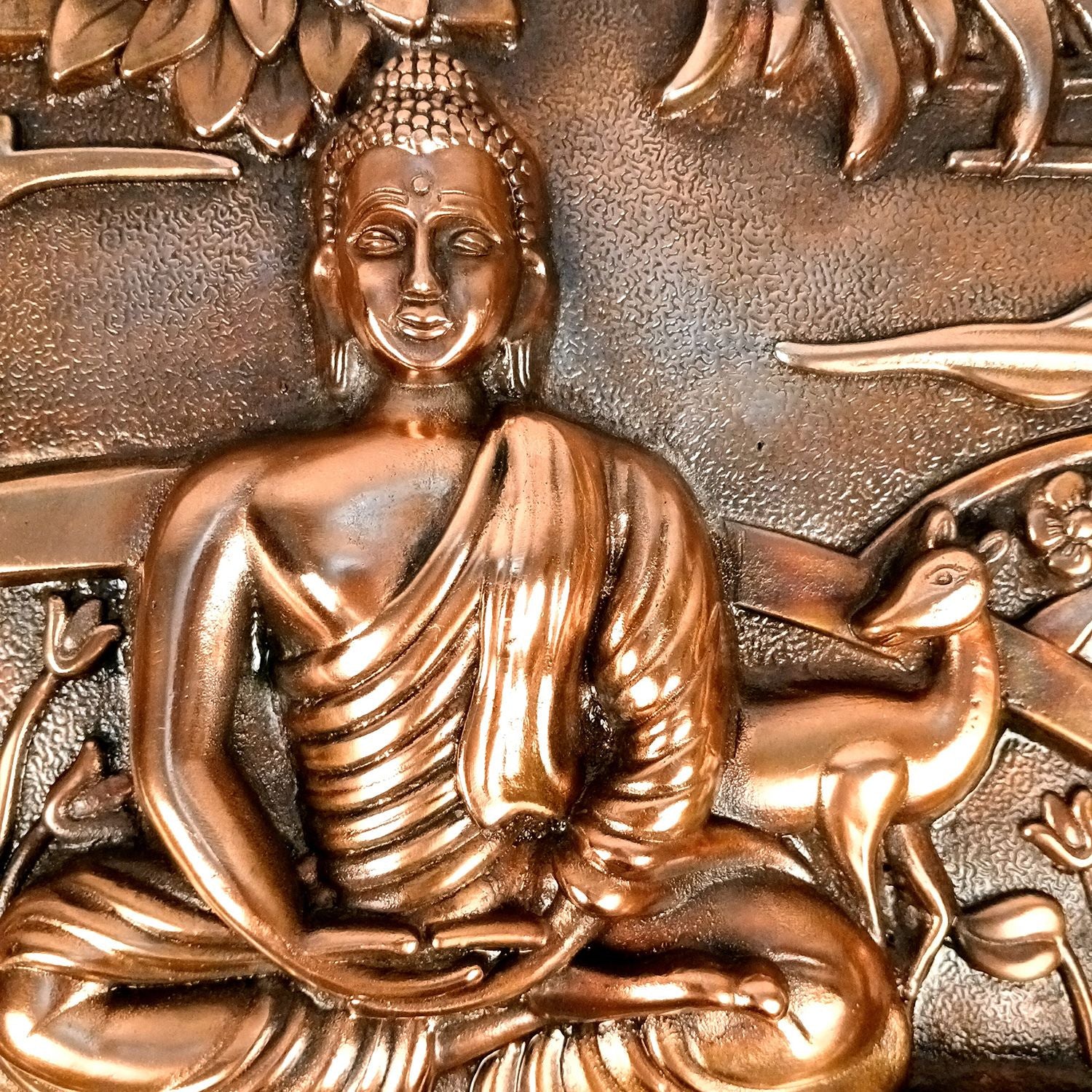 Buddha Meditating Metal Wall Hanging Home Decor - 17 Inch - Apkamart