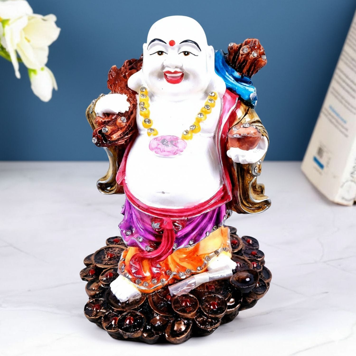 Laughing Buddha Showpiece with Rustic Look | Baby Monk Showpiece - For Home, Table & Office Decor & Gift | Feng Shui Decor - 9 Inch - Apkamart