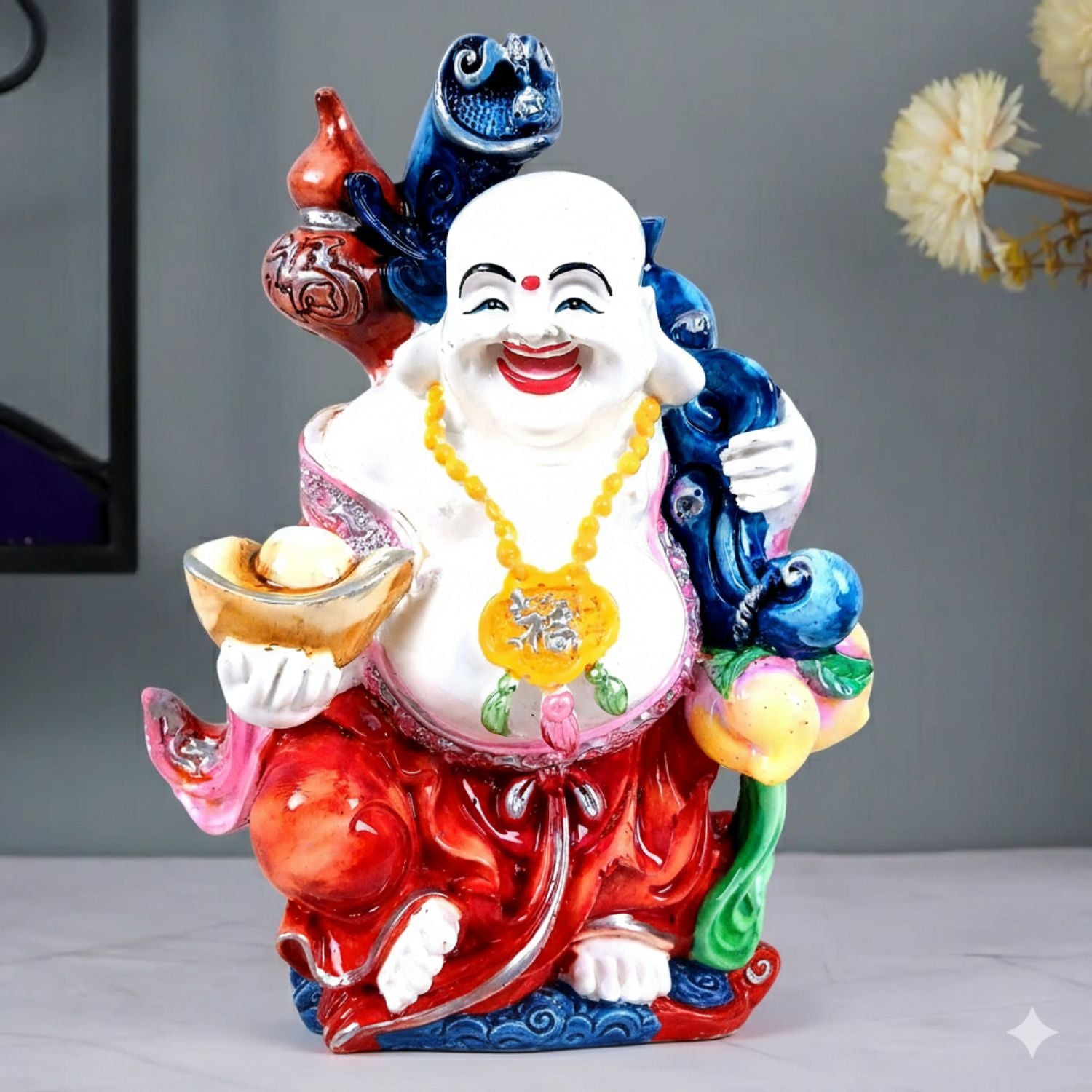 Laughing Buddha Showpiece with Rustic Look | Baby Monk Showpiece - For Home, Table & Office Decor & Gift | Feng Shui Decor - 8 Inch - Apkamart - Apkamart