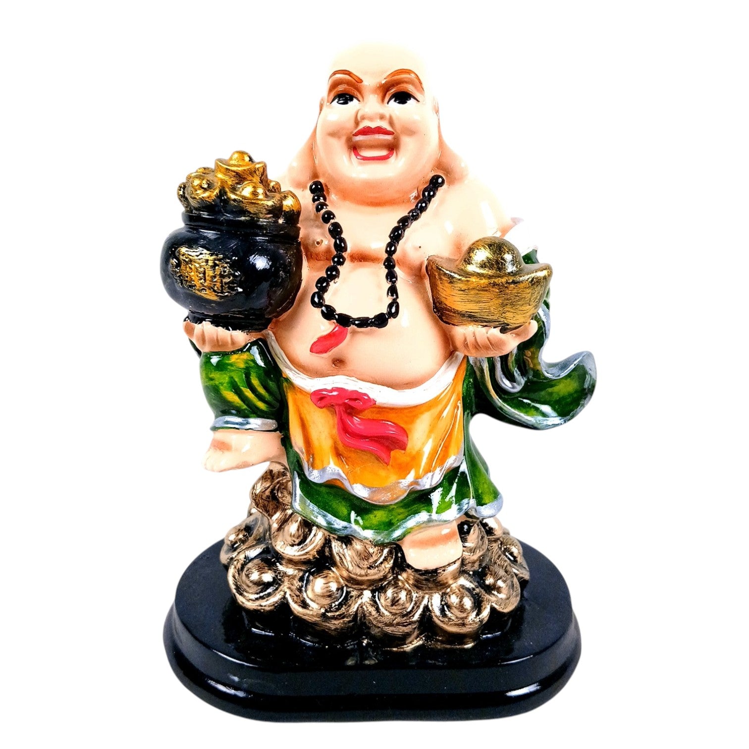 Buddha Showpiece with Rustic Look | Feng Shui Decor - For Good Luck, Home, Table, Office Decor & Gift - 7 Inch - Apkamart