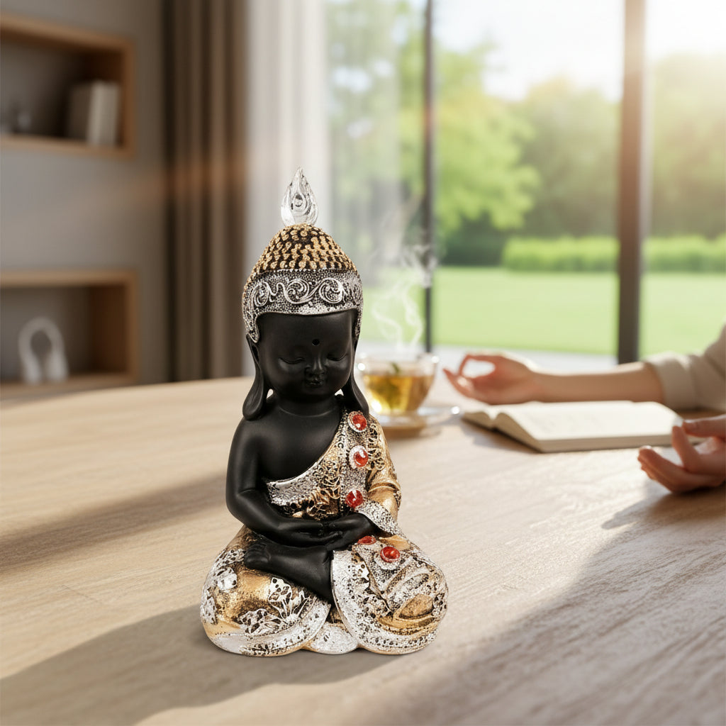 Buddha Statues | Lord Gautam Buddha Idol Sitting Pose Showpiece - For Living room, Home, Table, Shelf, Office Décor | Housewarming & Birthday Gift - 10 Inch - Apkamart