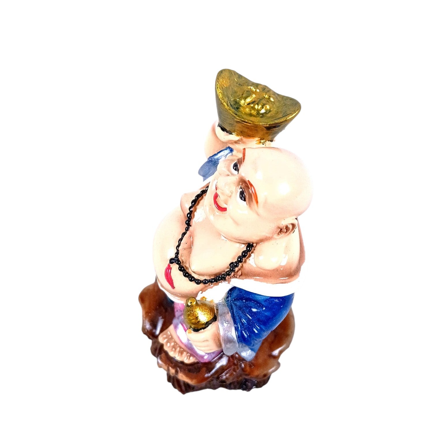 Laughing Buddha Statue | Monk Showpiece with Money Bag for Wealth | Good Luck, Money, Health and fulfillment. - For Home, Table & Office Decor & Gift - 4 Inch - Apkamart