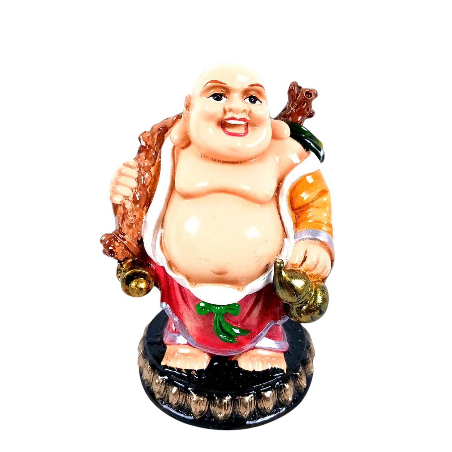 Laughing Buddha Statue | Buddha Showpiece with Money Bag for Wealth | For Good Luck, Home, Table & Office Decor & Gift - Symbol of wealth, good luck & prosperity - 5 Inch - Apkamart