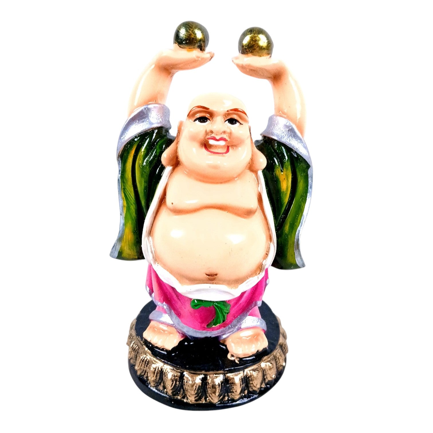 Laughing Buddha Statue with Rustic Look | Buddha Showpiece with Money Bag for Wealth | For Table & Office Decor & Gift - Symbol of wealth,Success, Victory & prosperity - 5 Inch - Apkamart