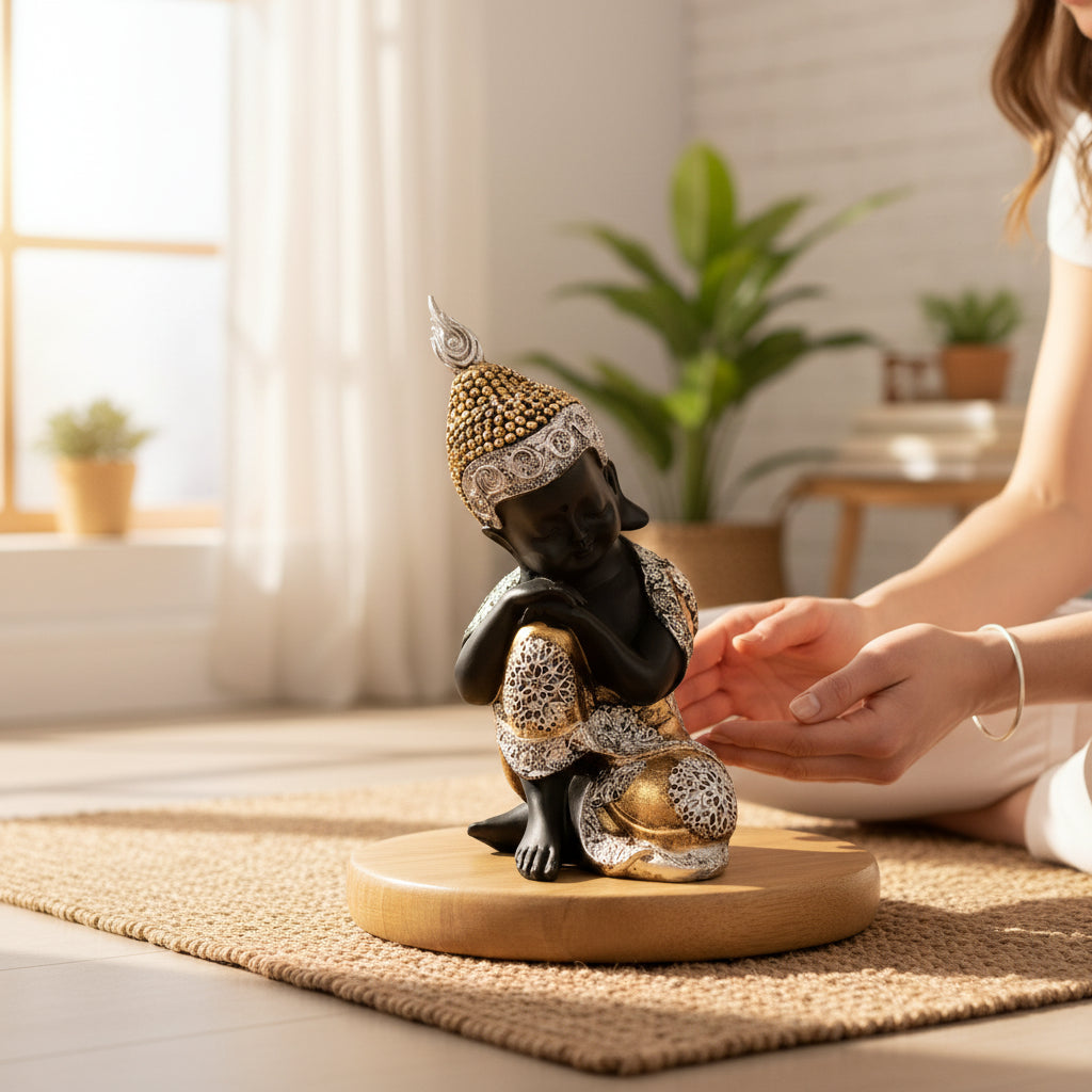 Buddha Statues | Lord Gautam Buddha Sitting Pose Idol Showpiece - For Living room, Home, Table, Shelf, Office Décor | Housewarming & Birthday Gift - 10 Inch - Apkamart