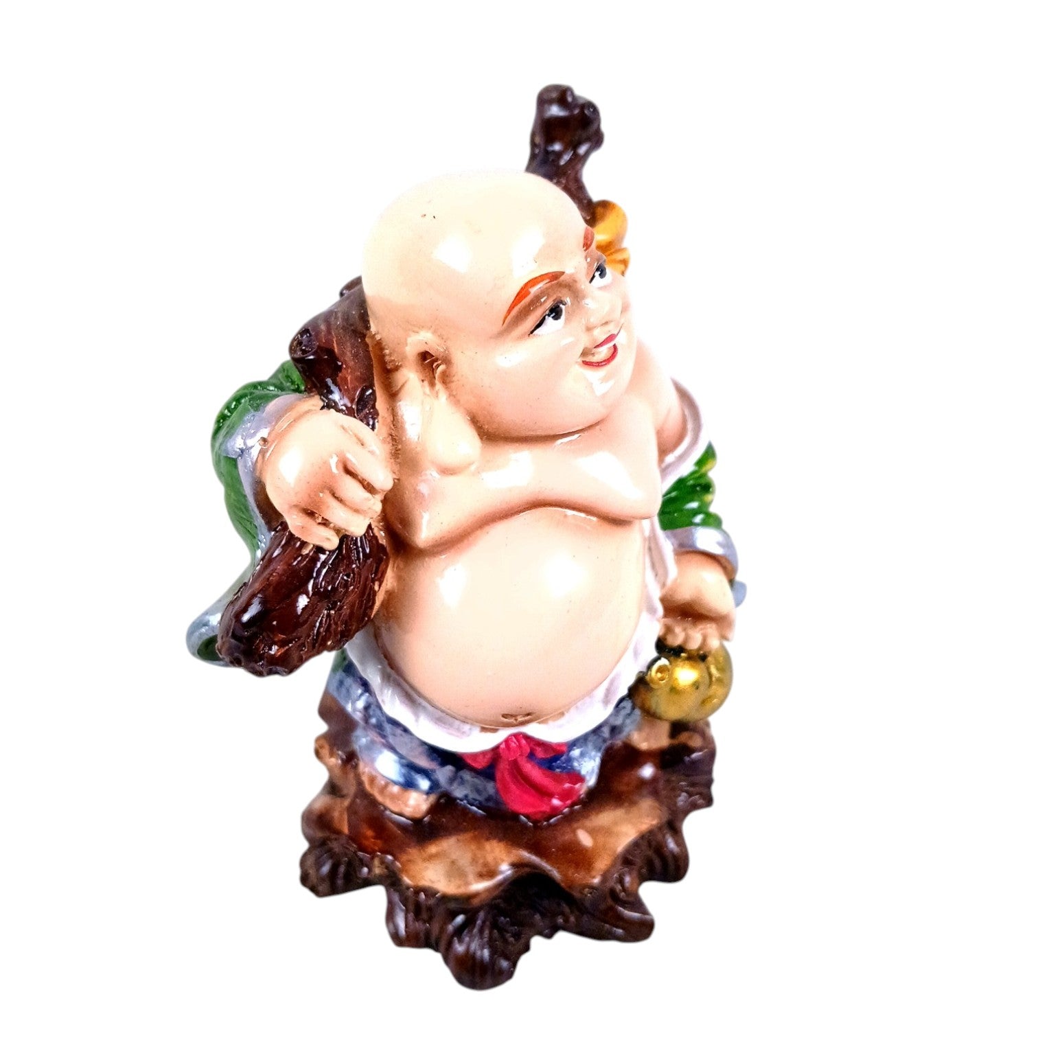  Laughing Buddha Statue | Monk Showpiece with Money Bag for Wealth ,Good Luck, Money, Health and Prosperity - Feng Shui Monk Statue - 4 Inch - Apkamart