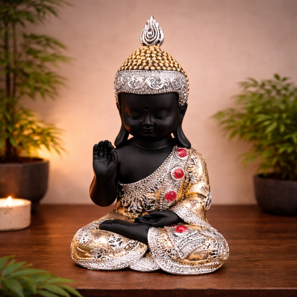 Buddha Statues | Lord Gautam Buddha Sitting Pose Idol Showpiece - For Living room, Home, Table, Shelf, Office Décor,Temple | Housewarming & Birthday Gift - 10 Inch - Apkamart