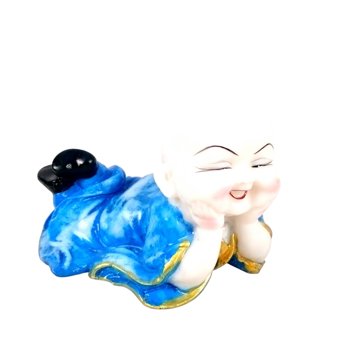 Baby Monk Laughing Buddha Showpiece | Cute Buddha for Home Decor & Office Decor | Decorative Figurine for Living Room, Table & Gifting - 6 Inch - Apkamart